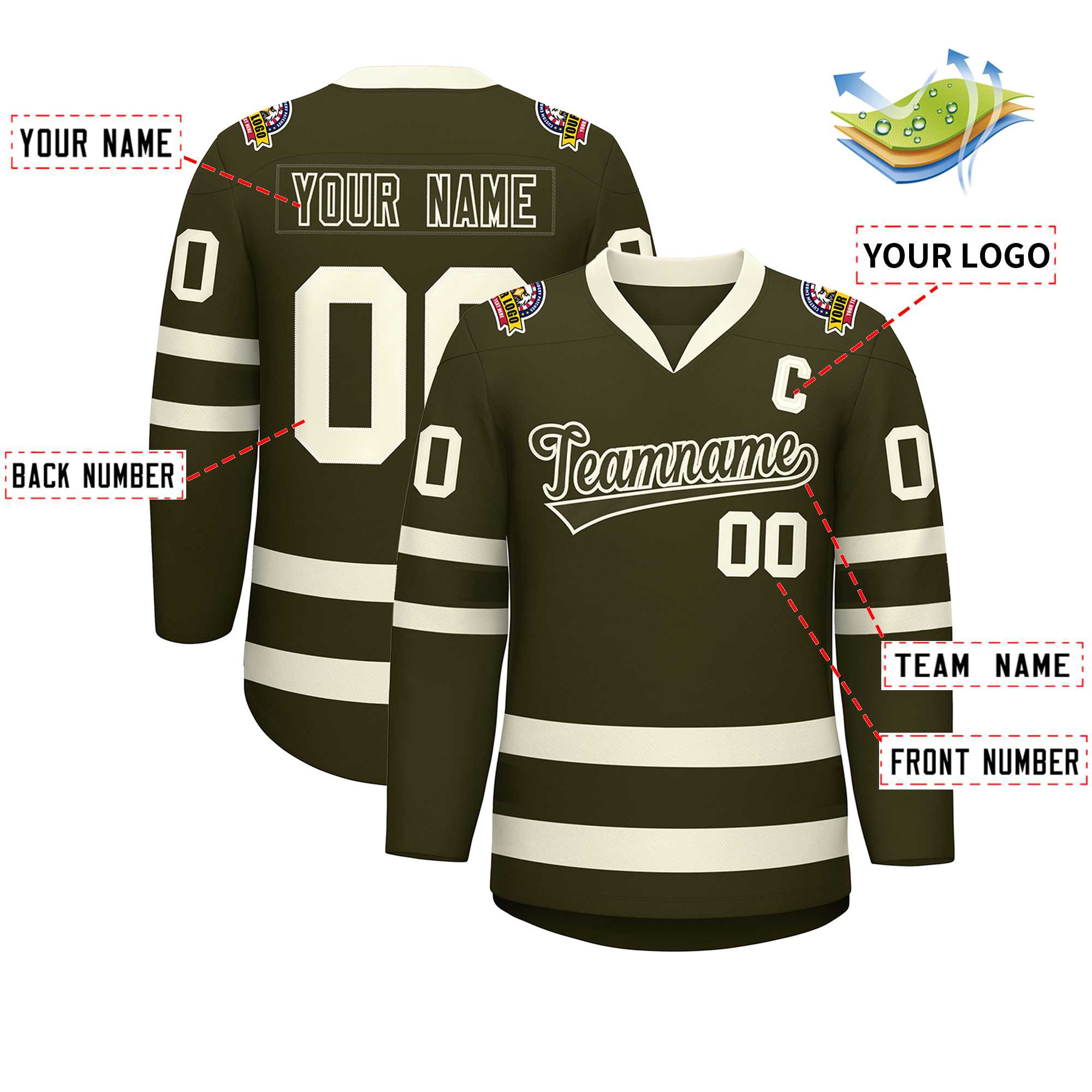 Custom Olive Olive-Khaki Classic Style Hockey Jersey | KXKSHOP