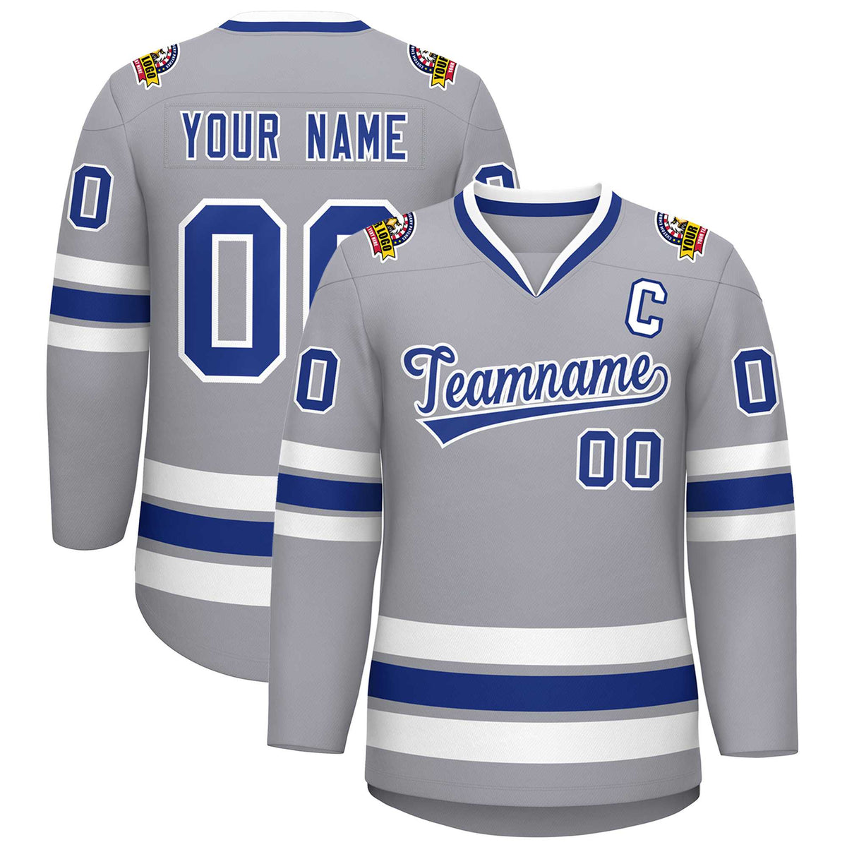 Custom Gray Royal-White Classic Style Hockey Jersey | KXKSHOP