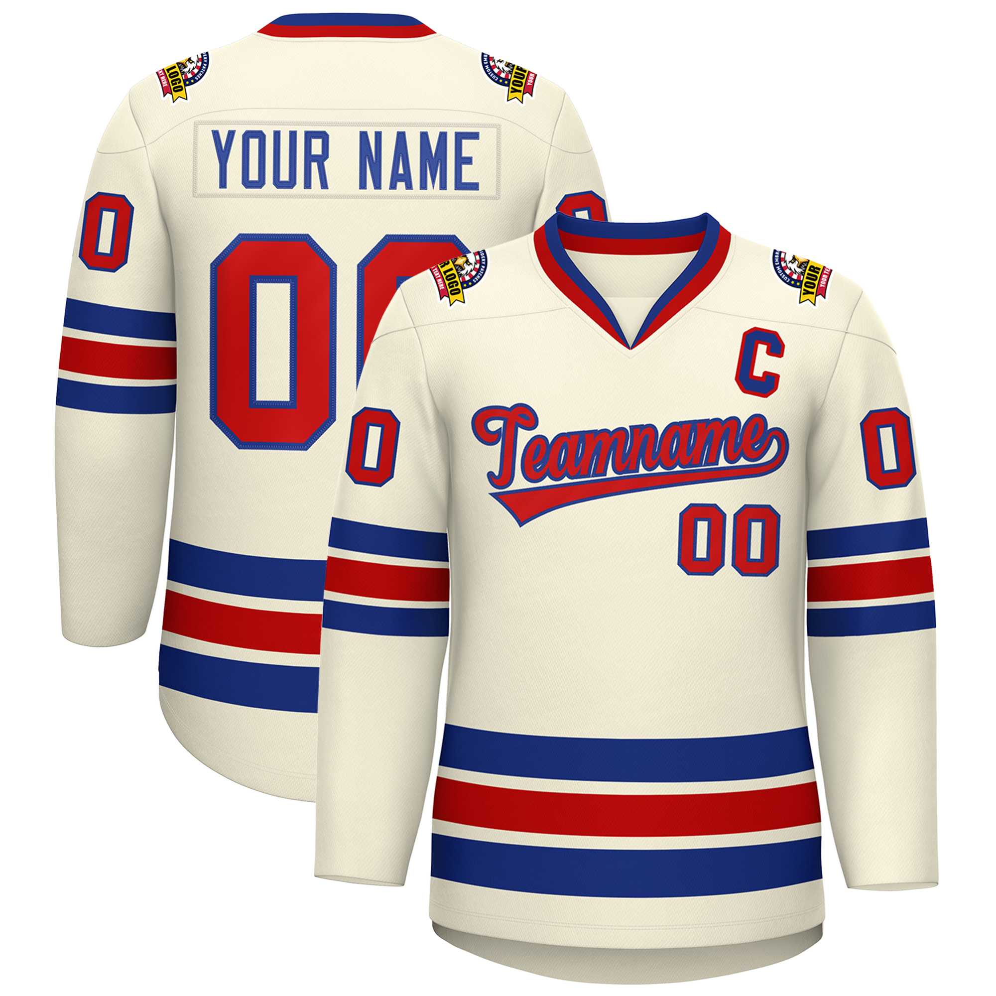 Custom Khaki Red-Royal Classic Style Hockey Jersey | KXKSHOP