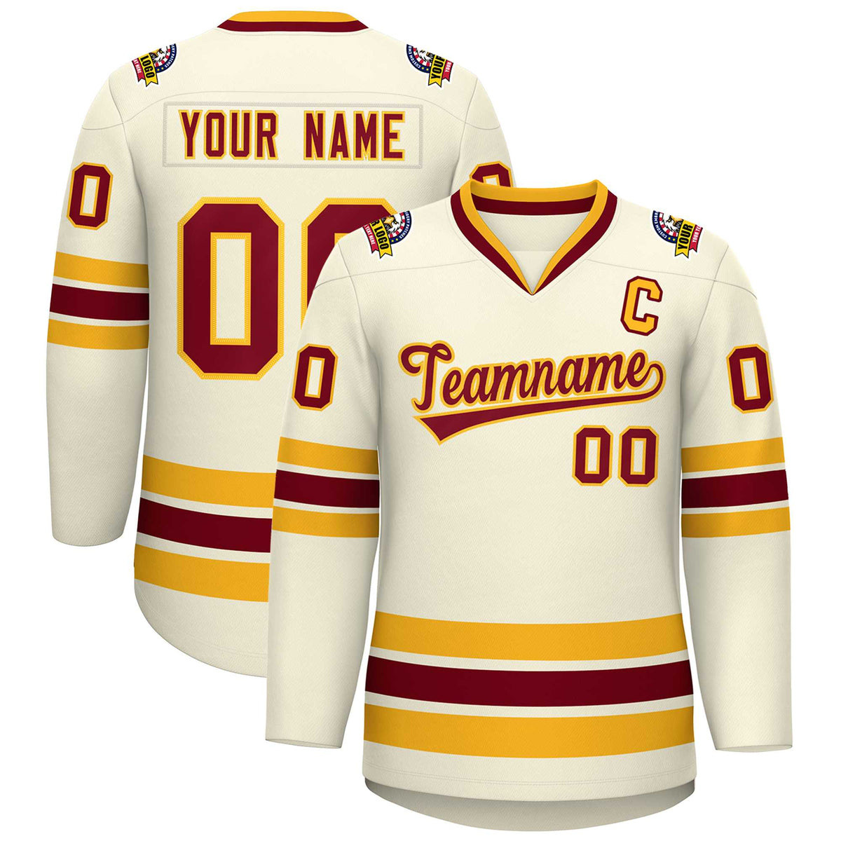 Custom Khaki Crimson-Gold Classic Style Hockey Jersey | KXKSHOP