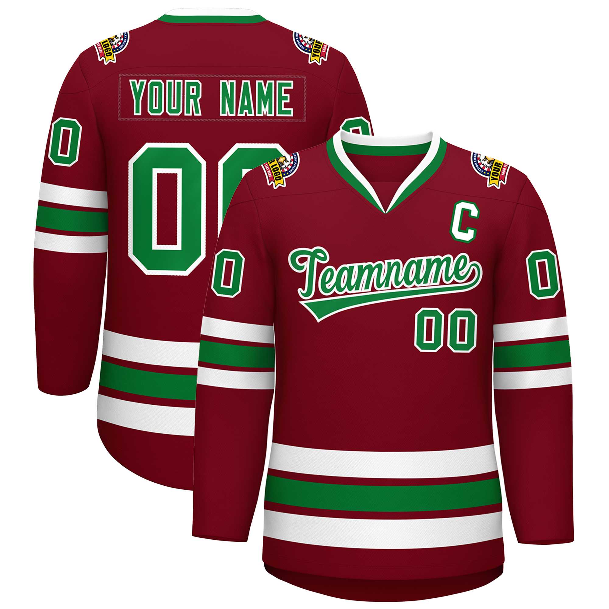 Custom Crimson Kelly Green-White Classic Style Hockey Jersey | KXKSHOP