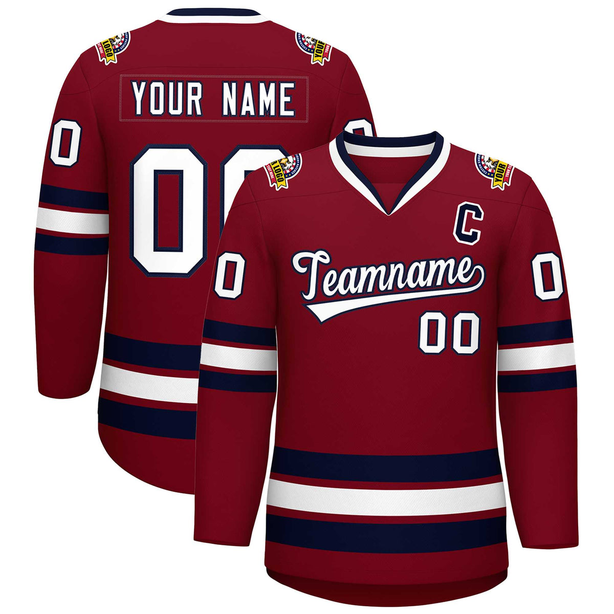 Custom Crimson White-Navy Classic Style Hockey Jersey | KXKSHOP