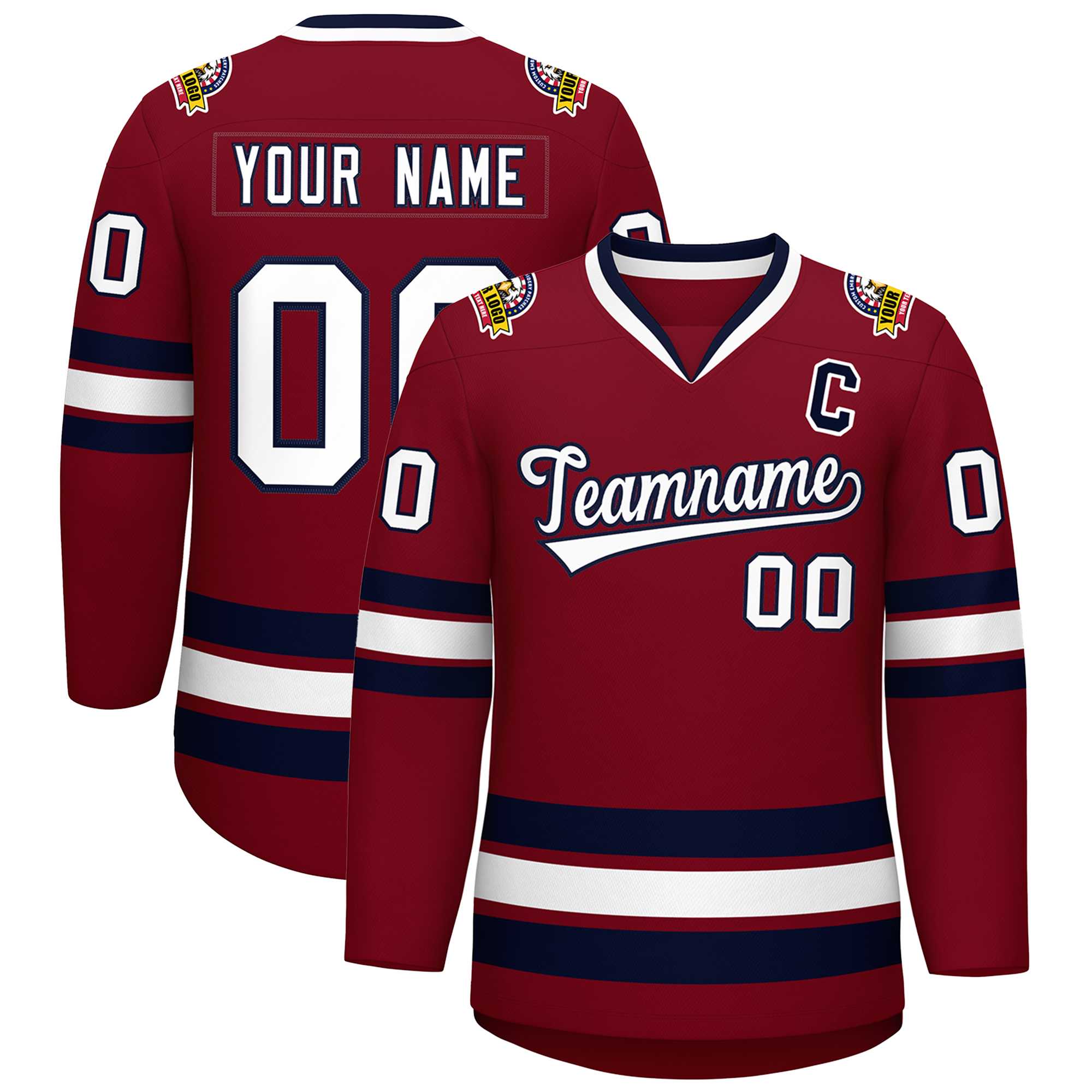 Custom Crimson White-Navy Classic Style Hockey Jersey | KXKSHOP