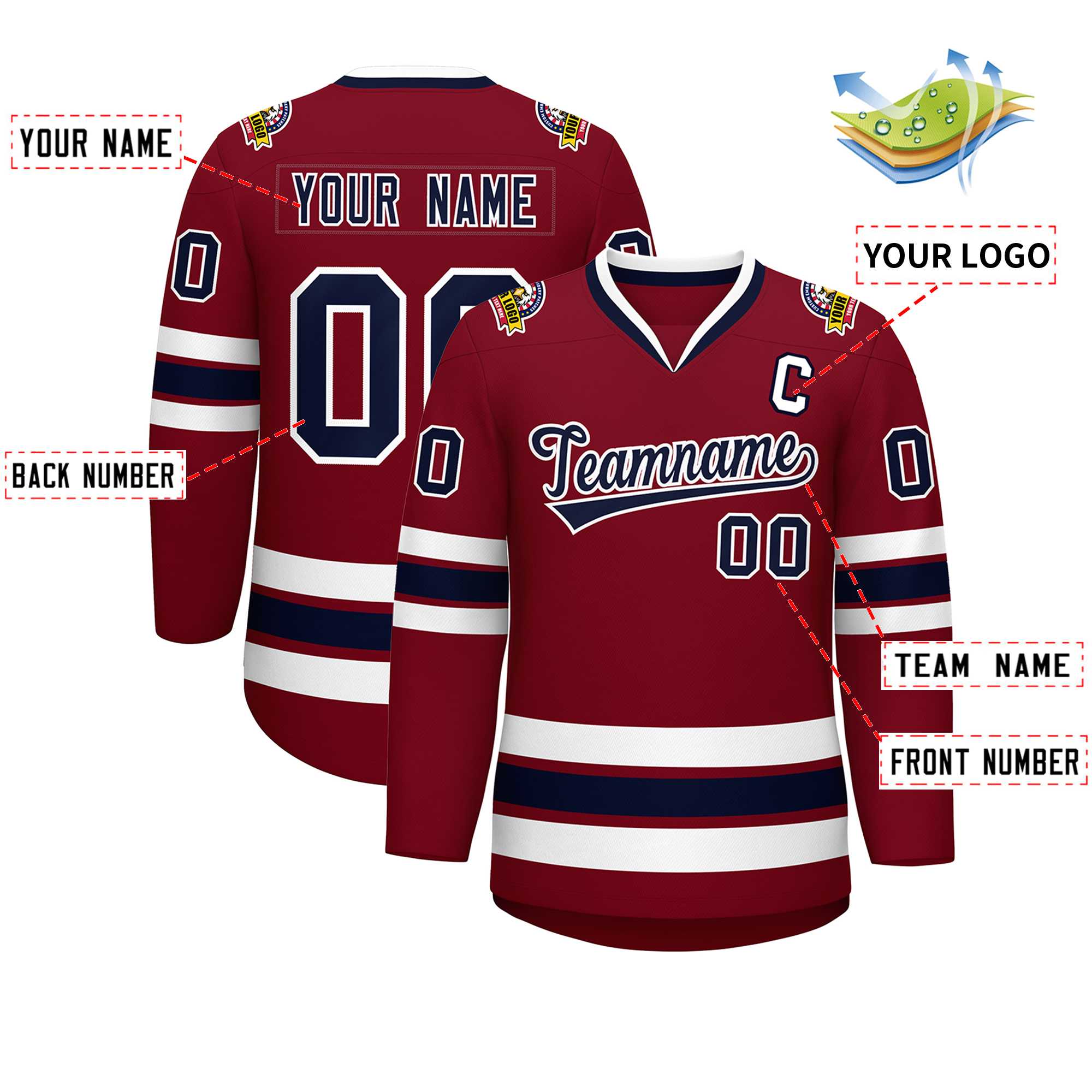 Custom Crimson Navy-White Classic Style Hockey Jersey | KXKSHOP