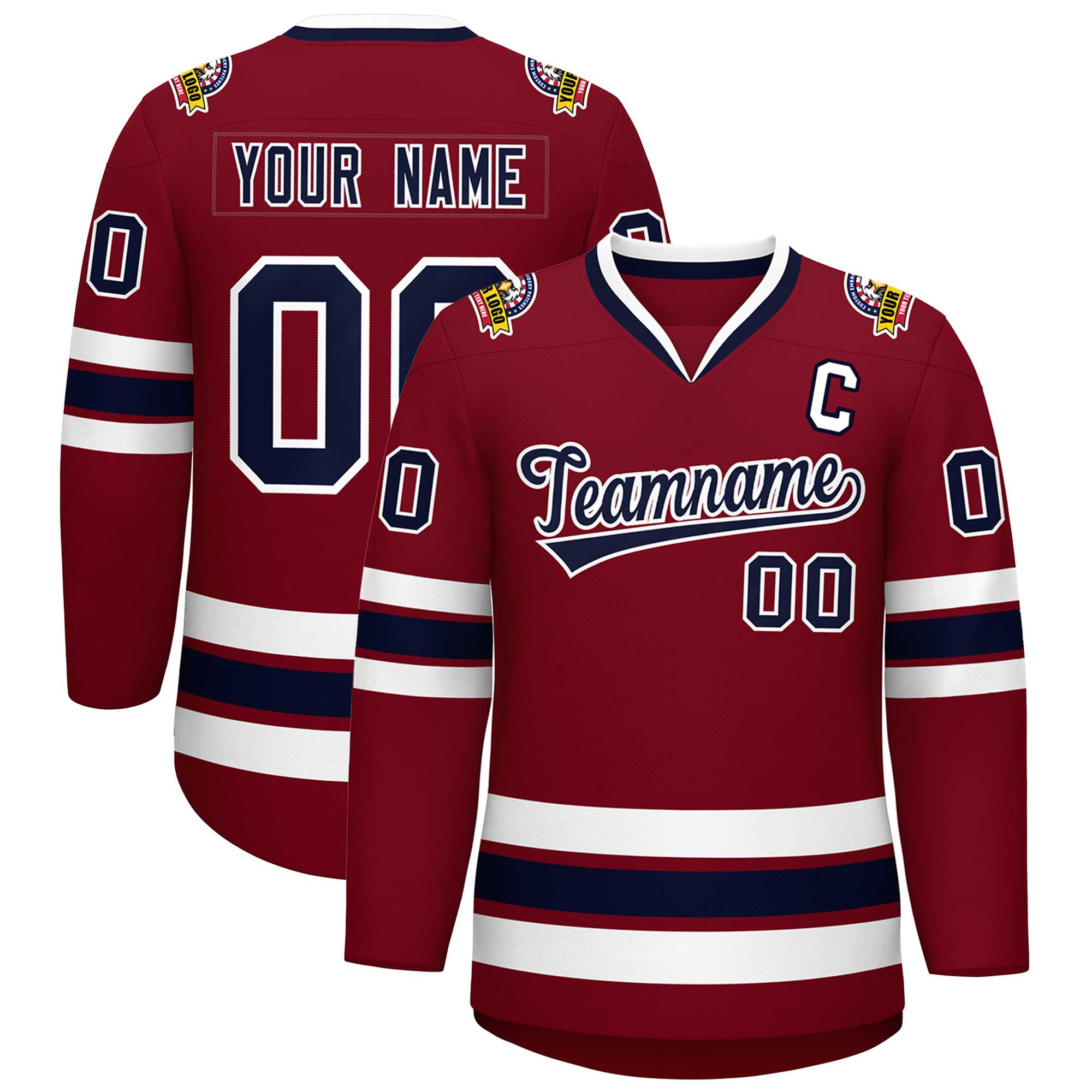 Custom Crimson Navy-White Classic Style Hockey Jersey | KXKSHOP