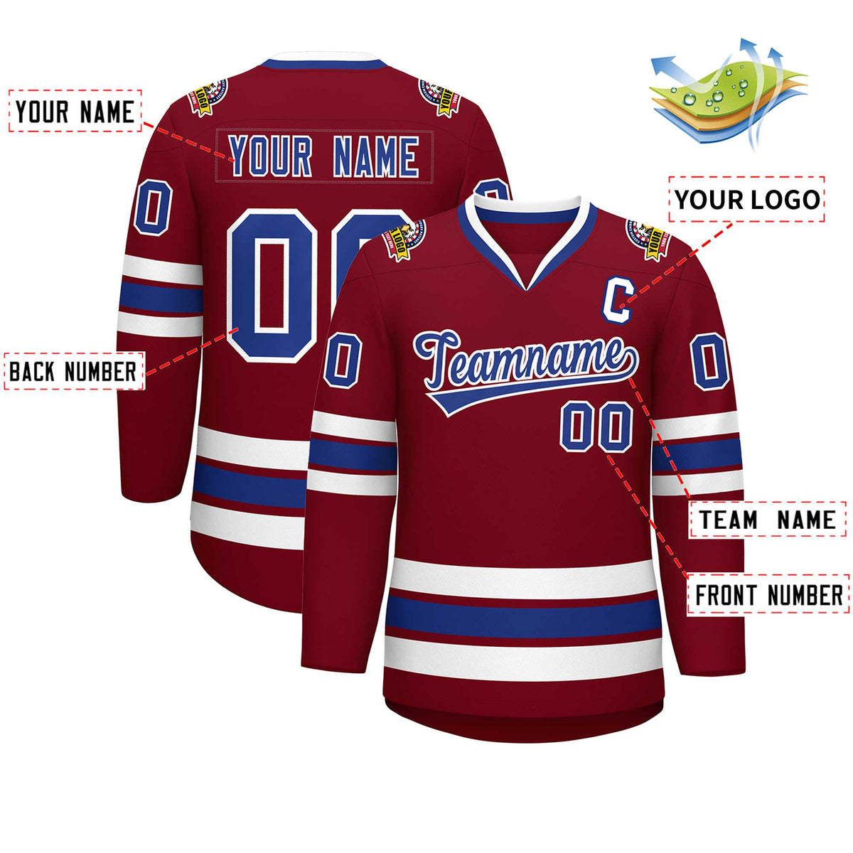 Custom Crimson Royal-White Classic Style Hockey Jersey | KXKSHOP