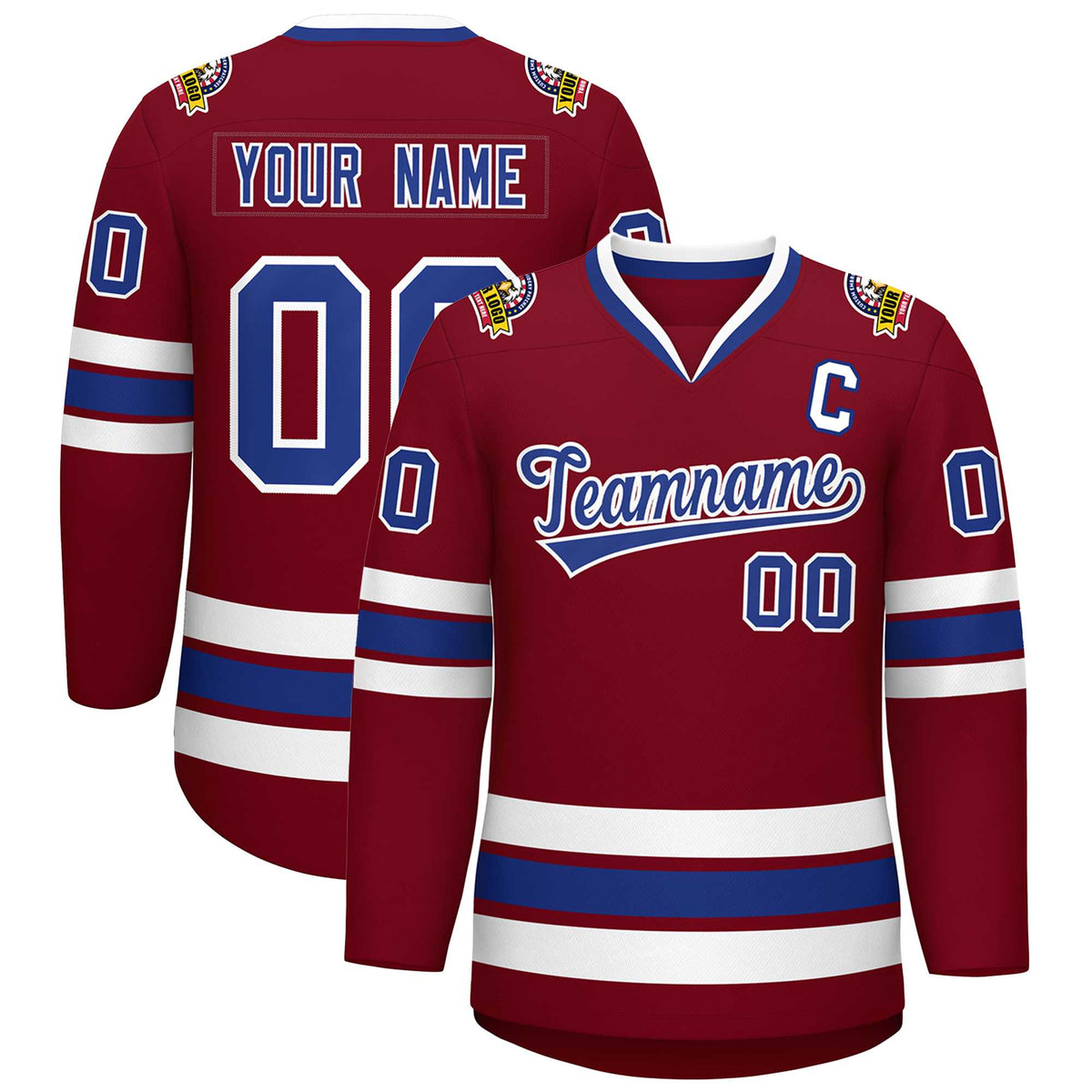 Custom Crimson Royal-White Classic Style Hockey Jersey | KXKSHOP