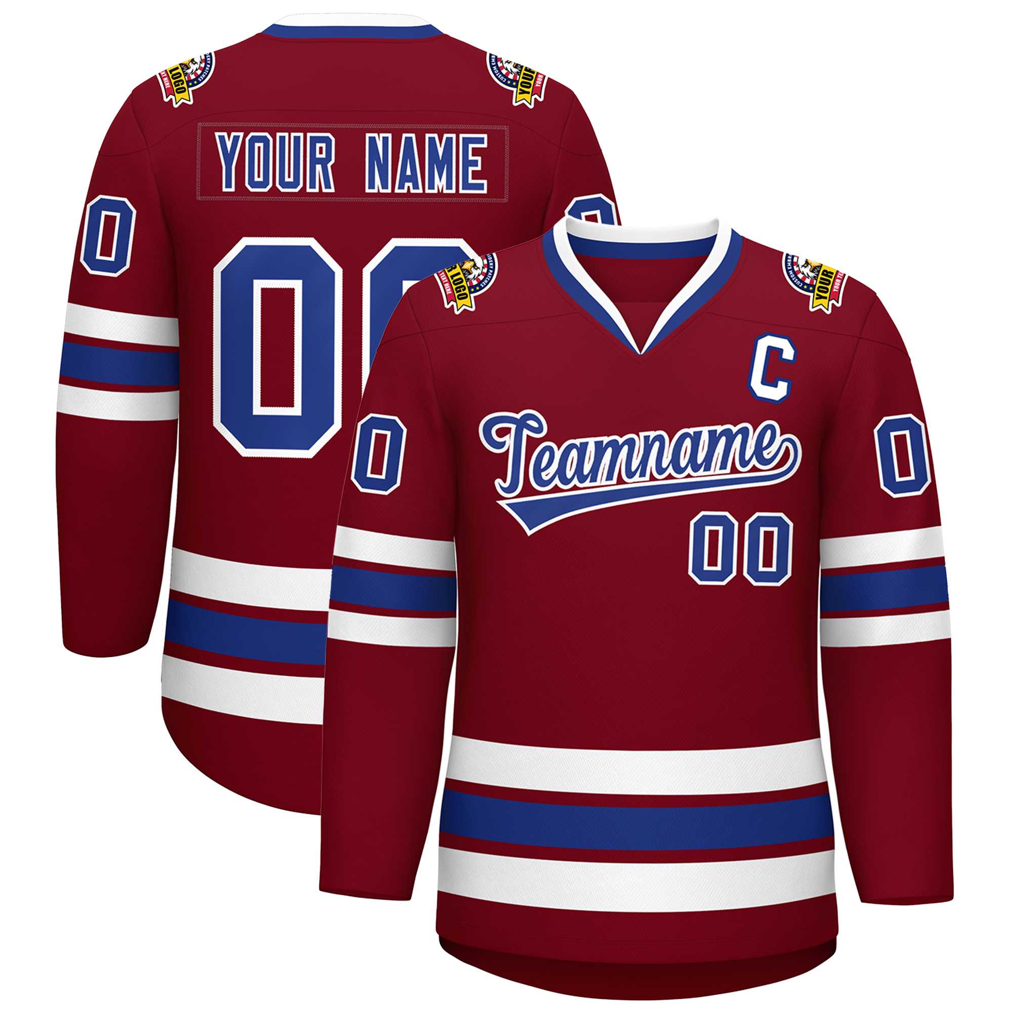 Custom Crimson Royal-White Classic Style Hockey Jersey | KXKSHOP