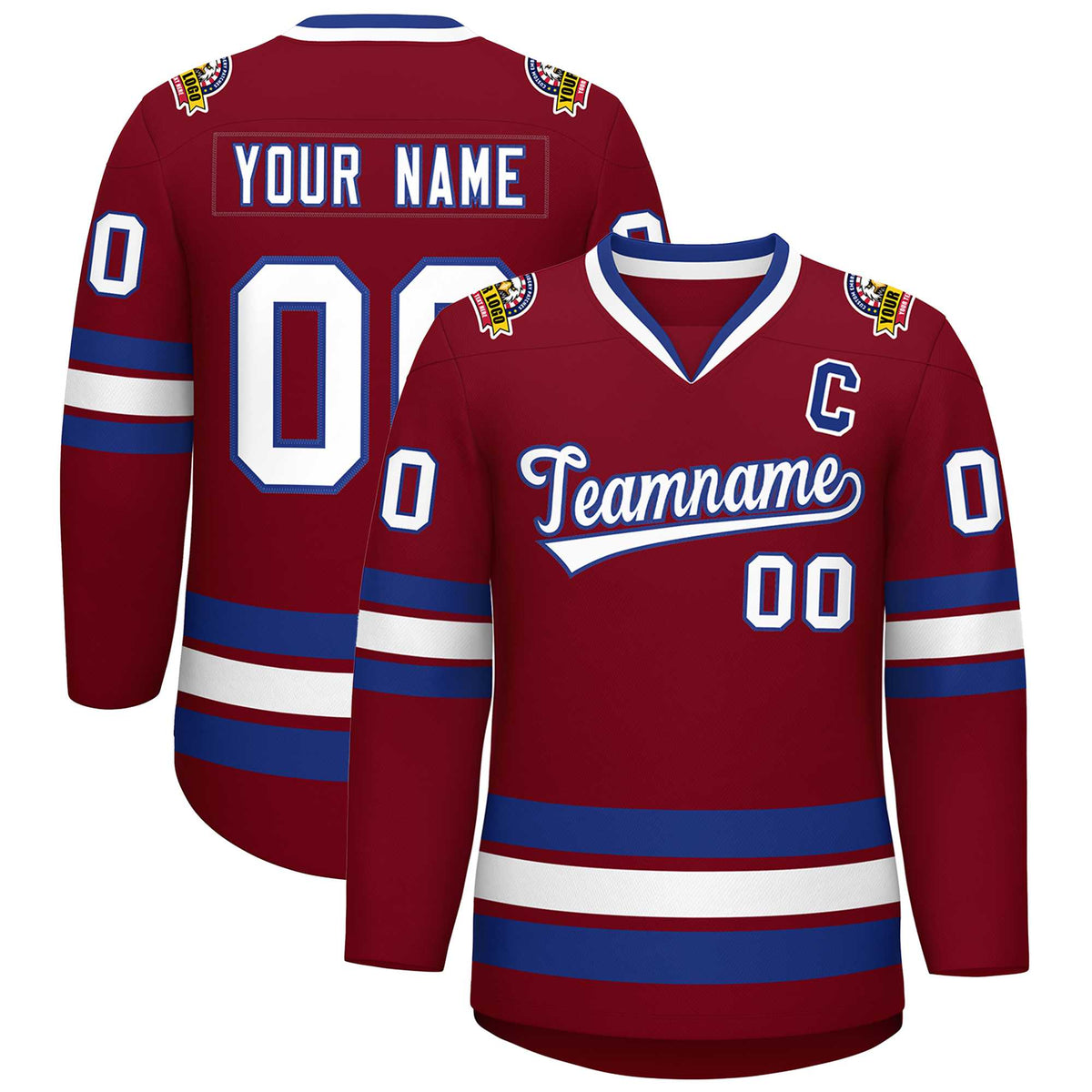Custom Crimson White-Royal Classic Style Hockey Jersey | KXKSHOP