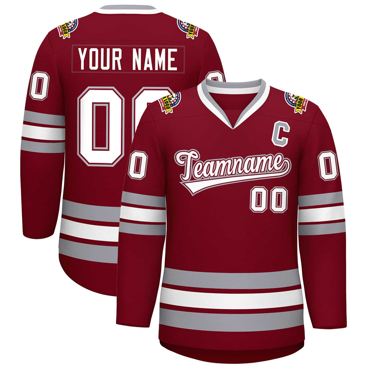 Custom Crimson White Crimson-Gray Classic Style Hockey Jersey | KXKSHOP