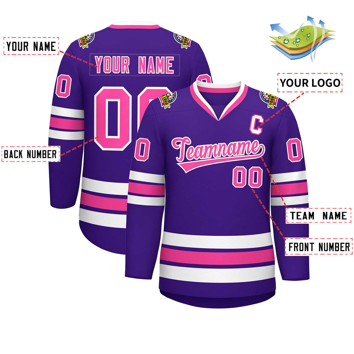Custom Purple Pink-White Classic Style Hockey Jersey | KXKSHOP