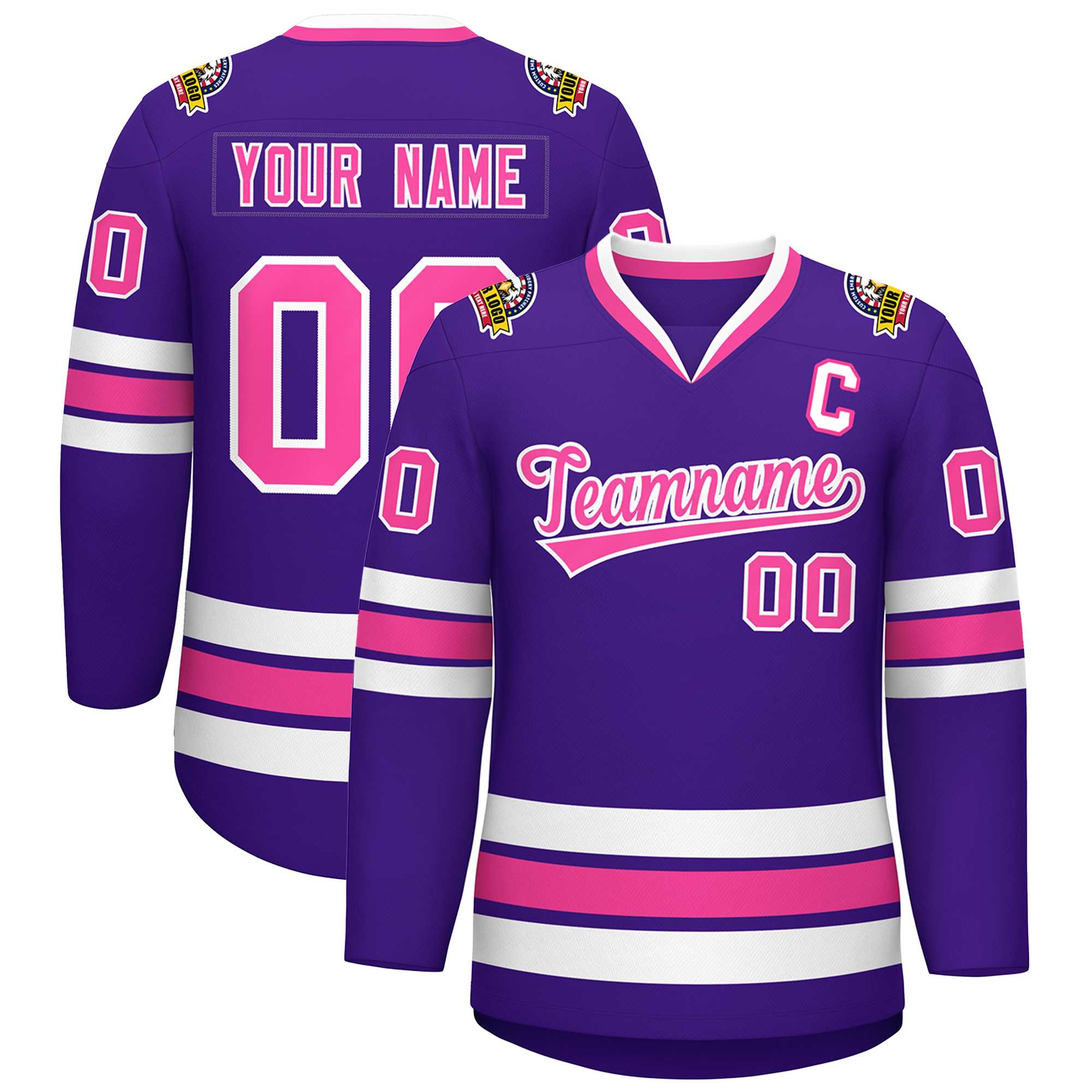 Custom Purple Pink-White Classic Style Hockey Jersey | KXKSHOP