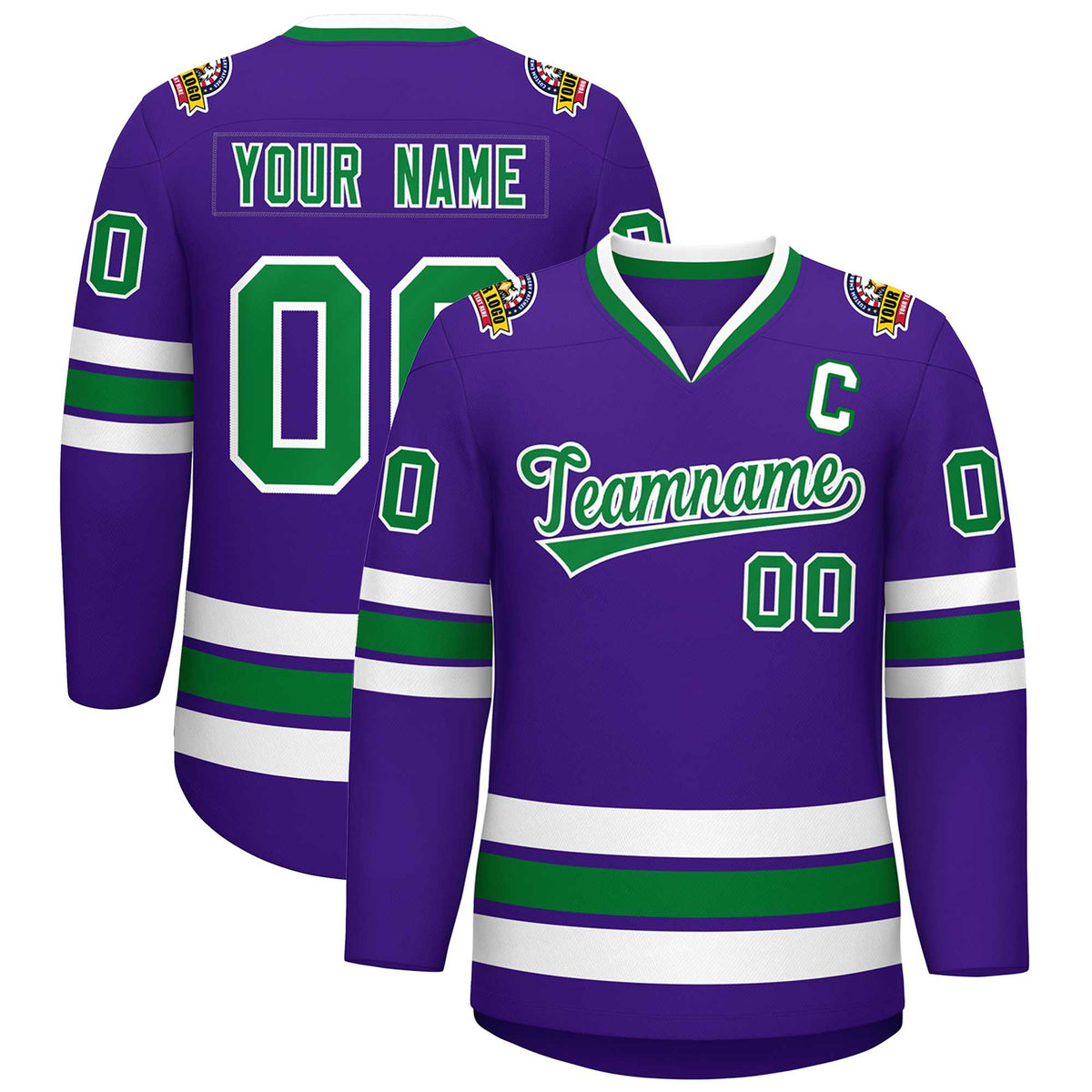 Custom Purple Kelly Green-White Classic Style Hockey Jersey | KXKSHOP