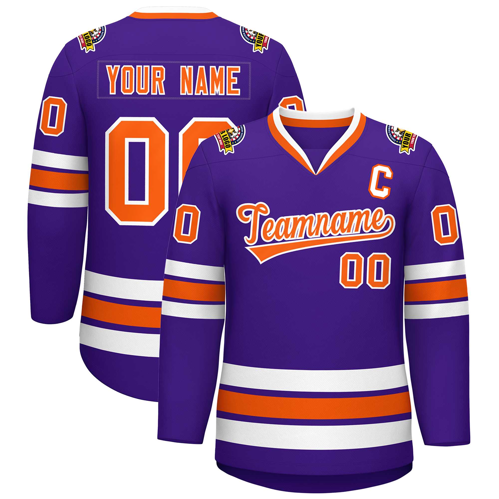 Custom Purple Orange-White Classic Style Hockey Jersey | KXKSHOP