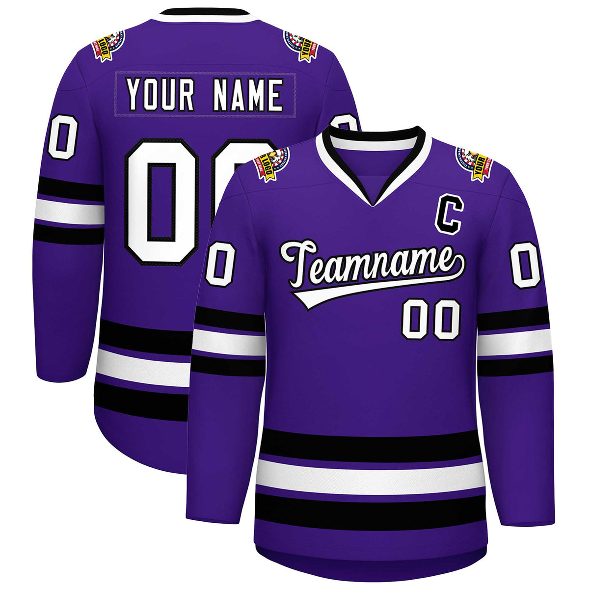 Custom Purple White-Black Classic Style Hockey Jersey | KXKSHOP