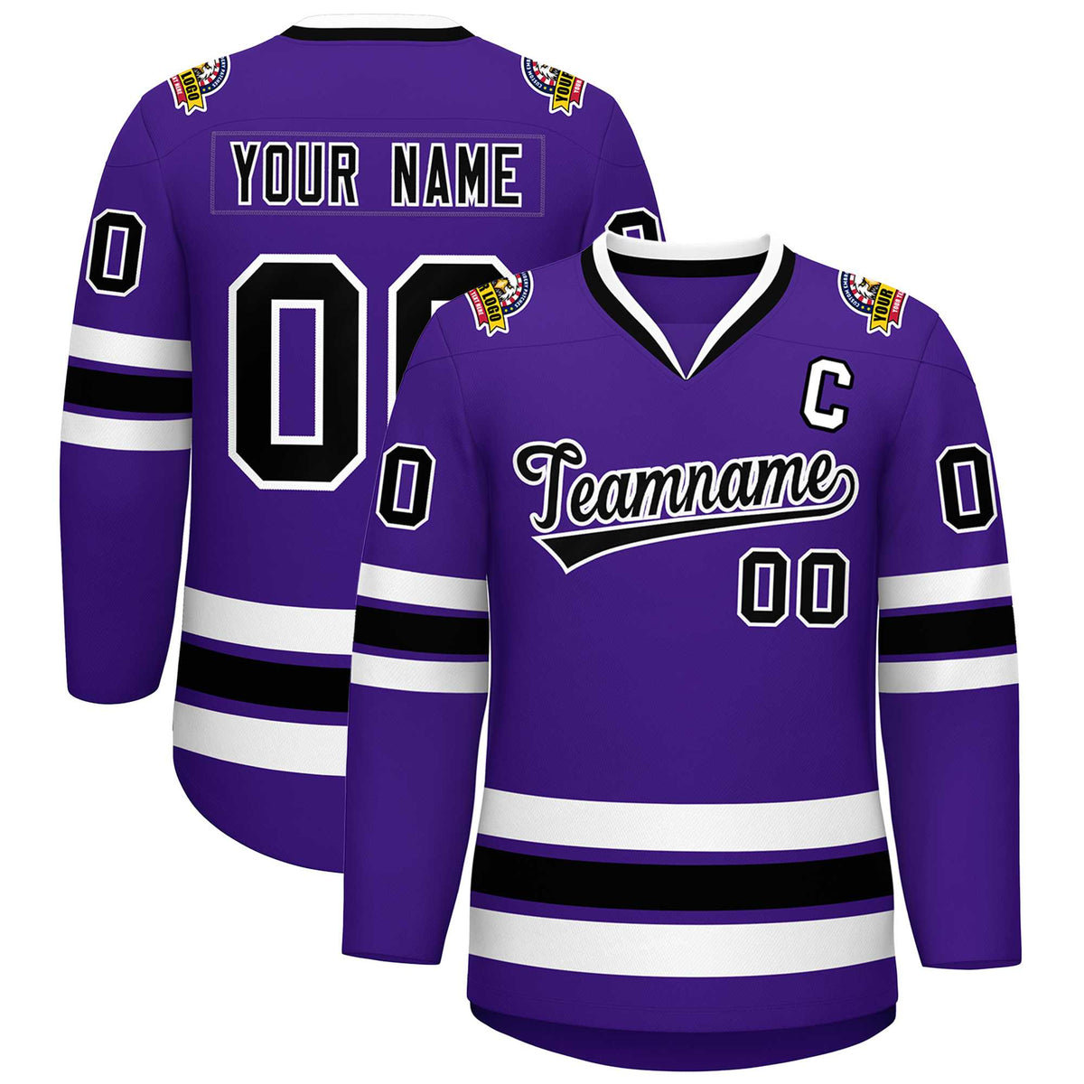 Custom Purple Black-White Classic Style Hockey Jersey | KXKSHOP