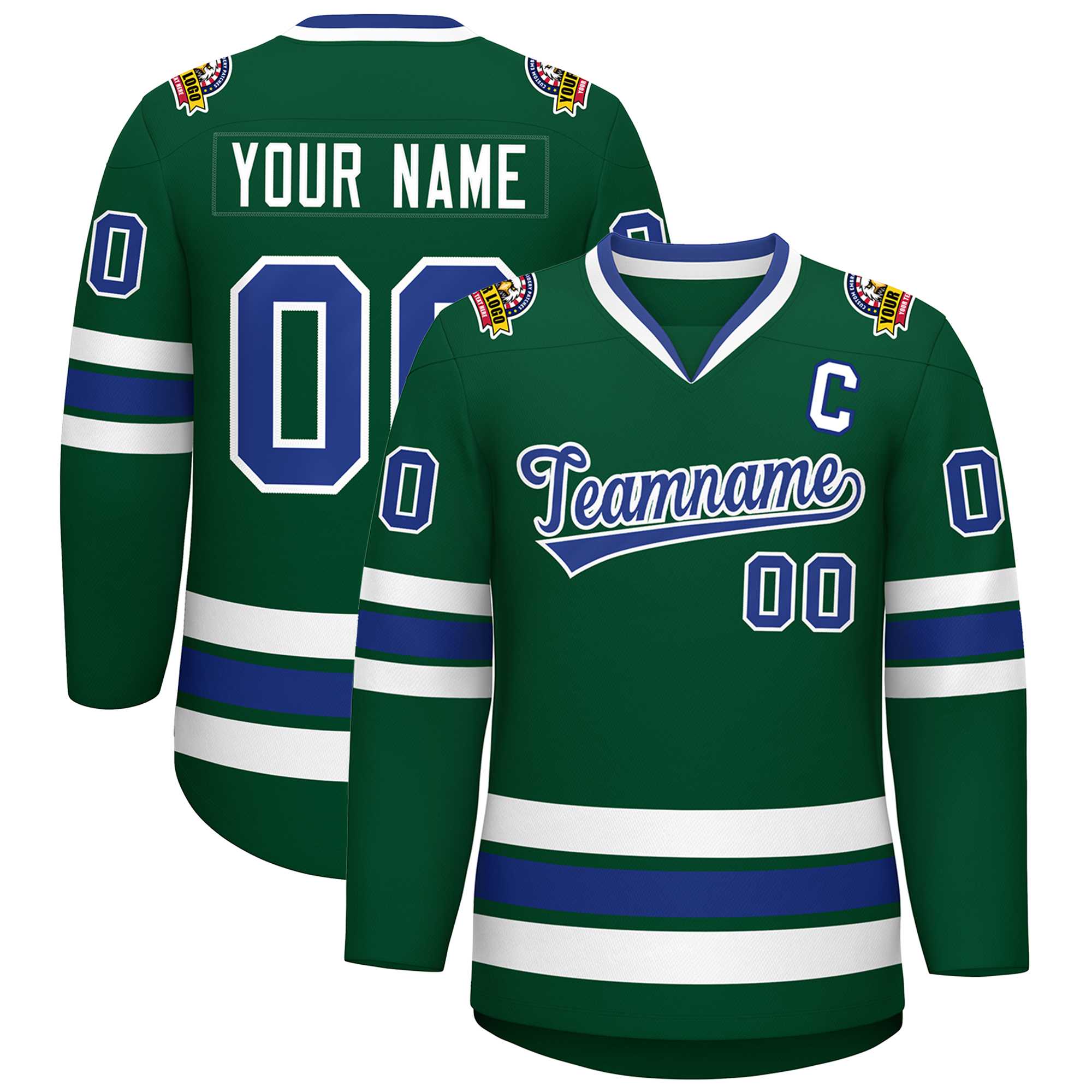 Custom Green Royal-White Classic Style Hockey Jersey | KXKSHOP