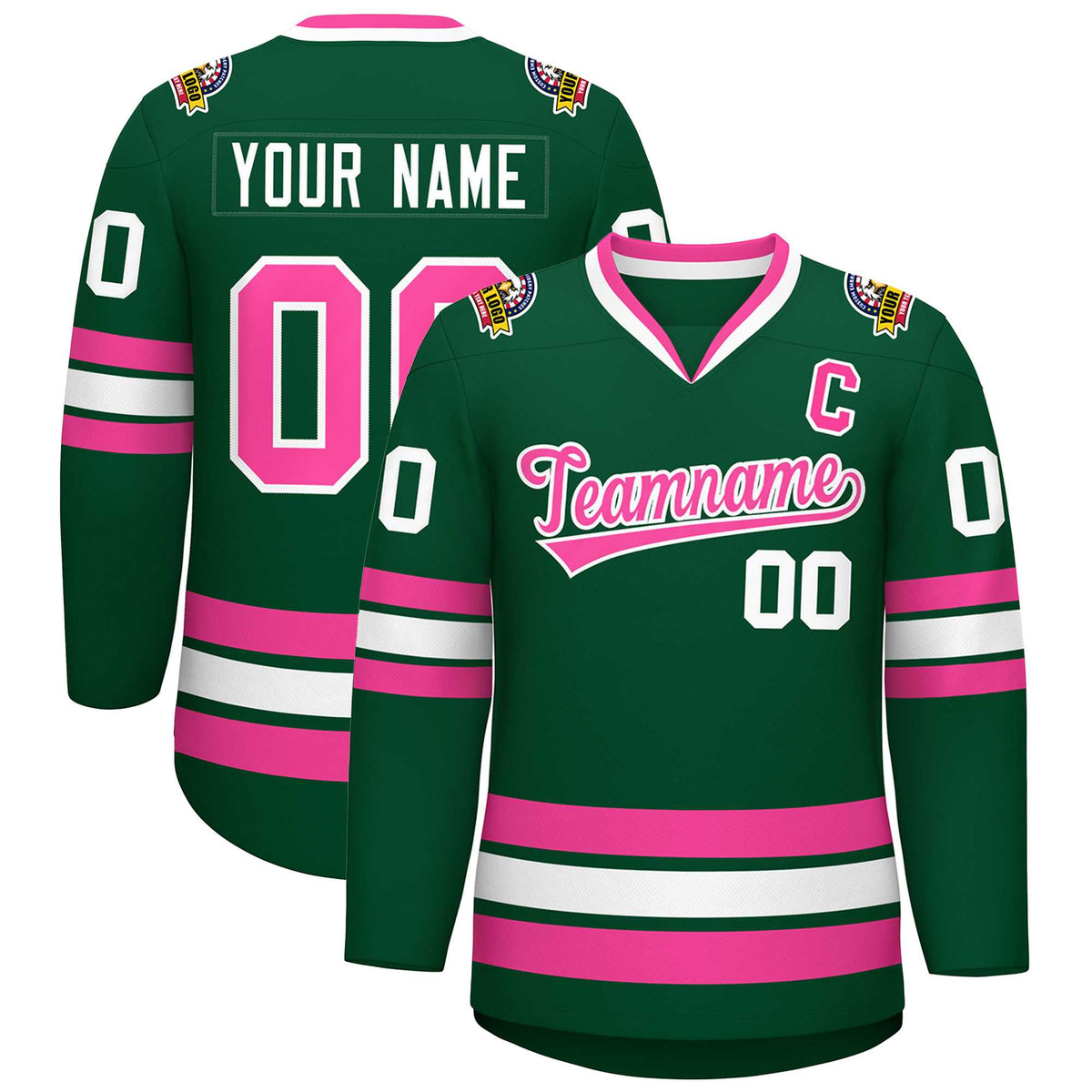 Custom Green Pink-White Classic Style Hockey Jersey | KXKSHOP