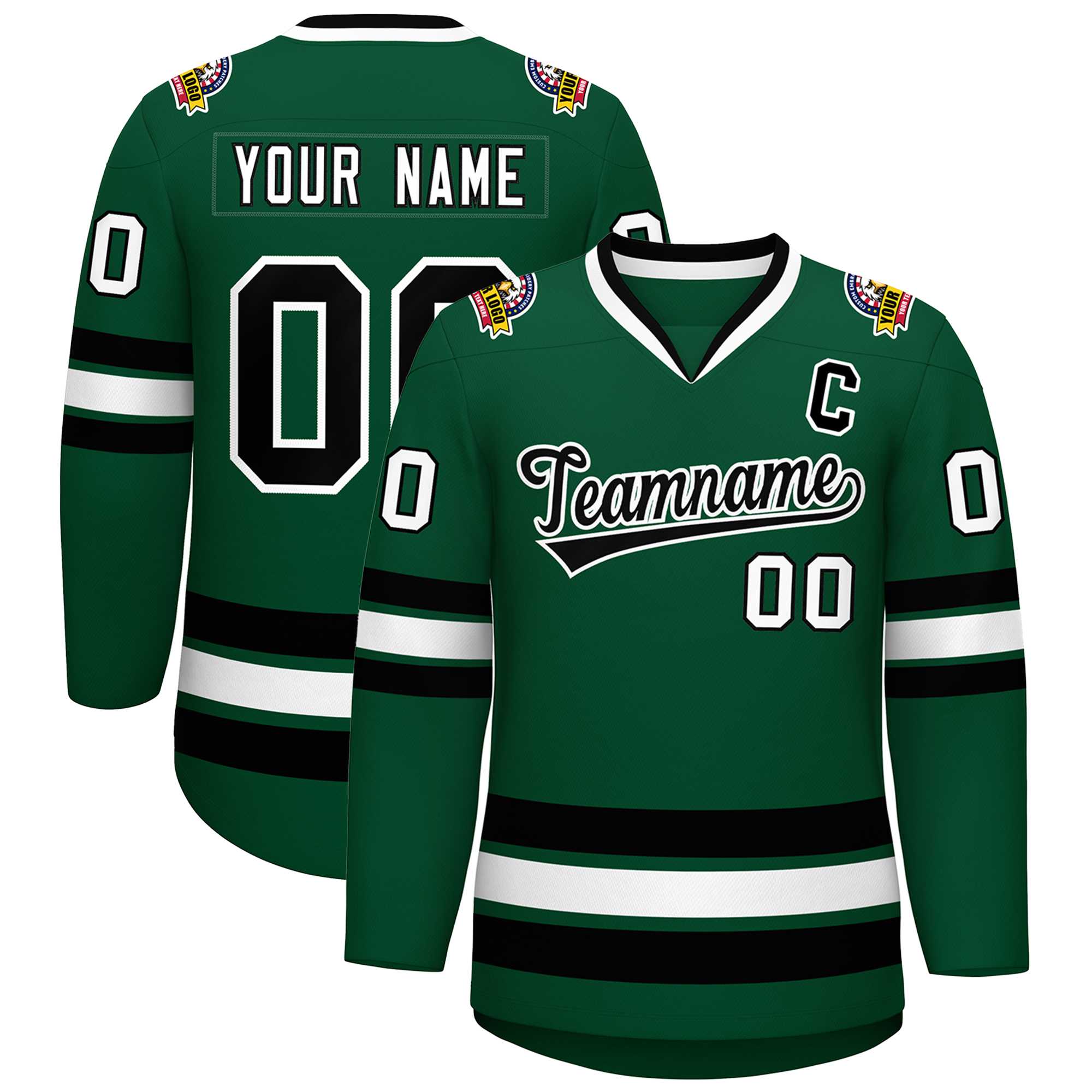 Custom Green Black-White Classic Style Hockey Jersey | KXKSHOP