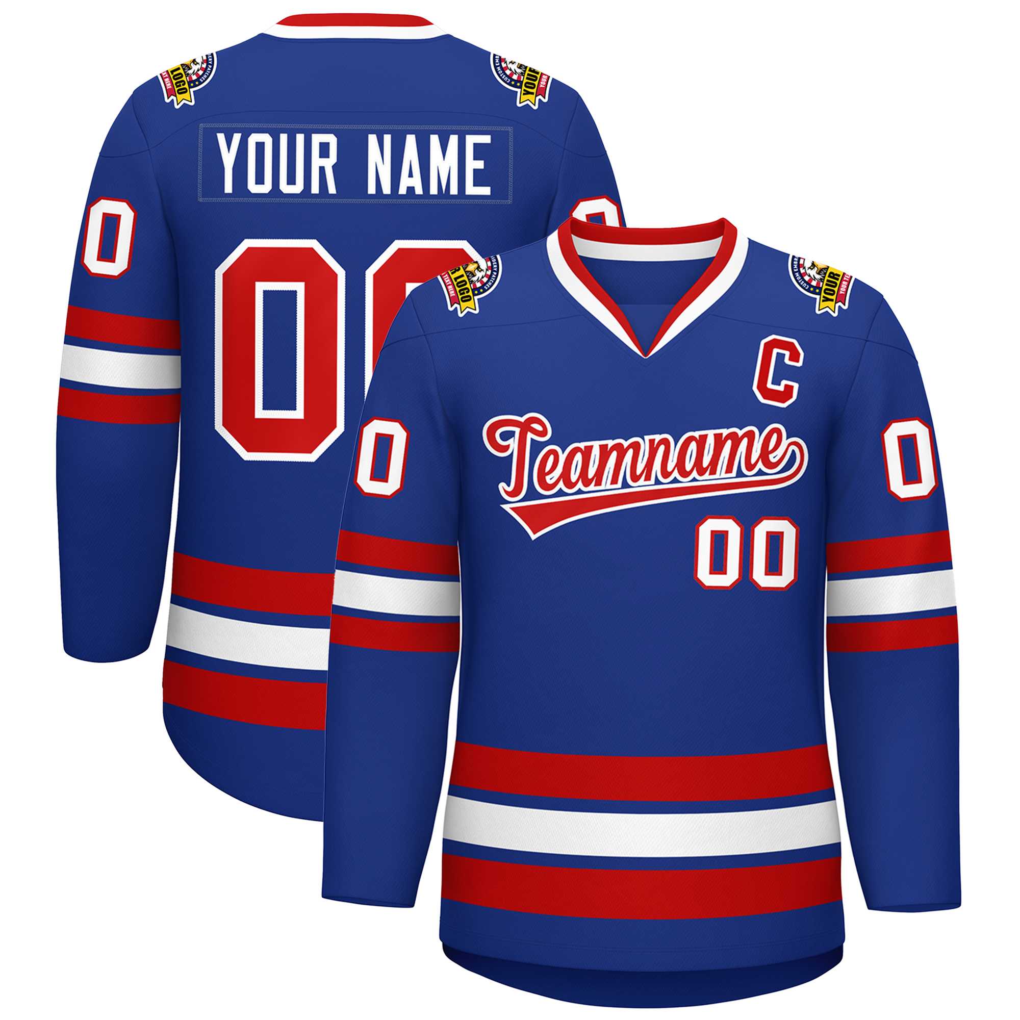 Custom Royal Red-White Classic Style Hockey Jersey | KXKSHOP
