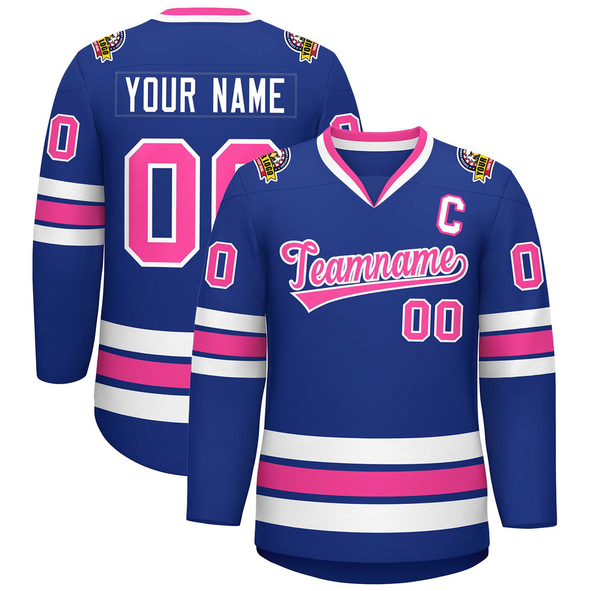 Custom Royal Pink-White Classic Style Hockey Jersey | KXKSHOP