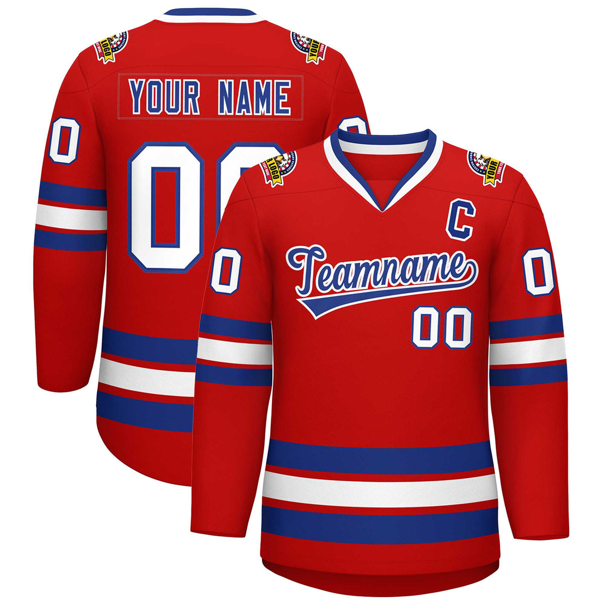 Custom Red Royal-White Classic Style Hockey Jersey | KXKSHOP