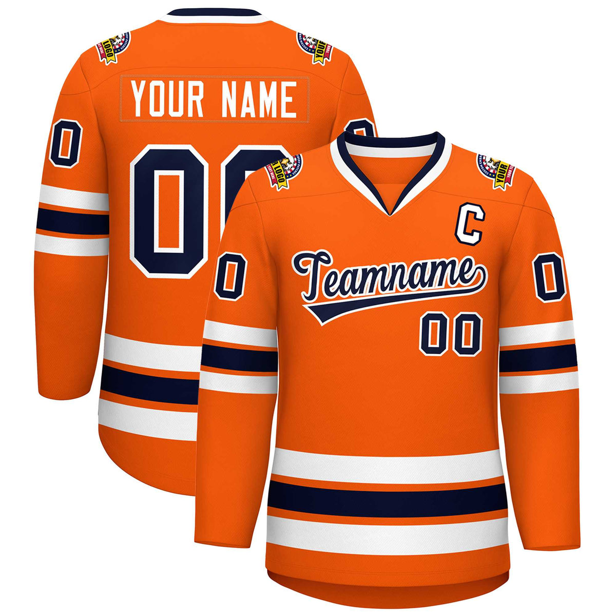 Custom Orange Navy-White Classic Style Hockey Jersey | KXKSHOP