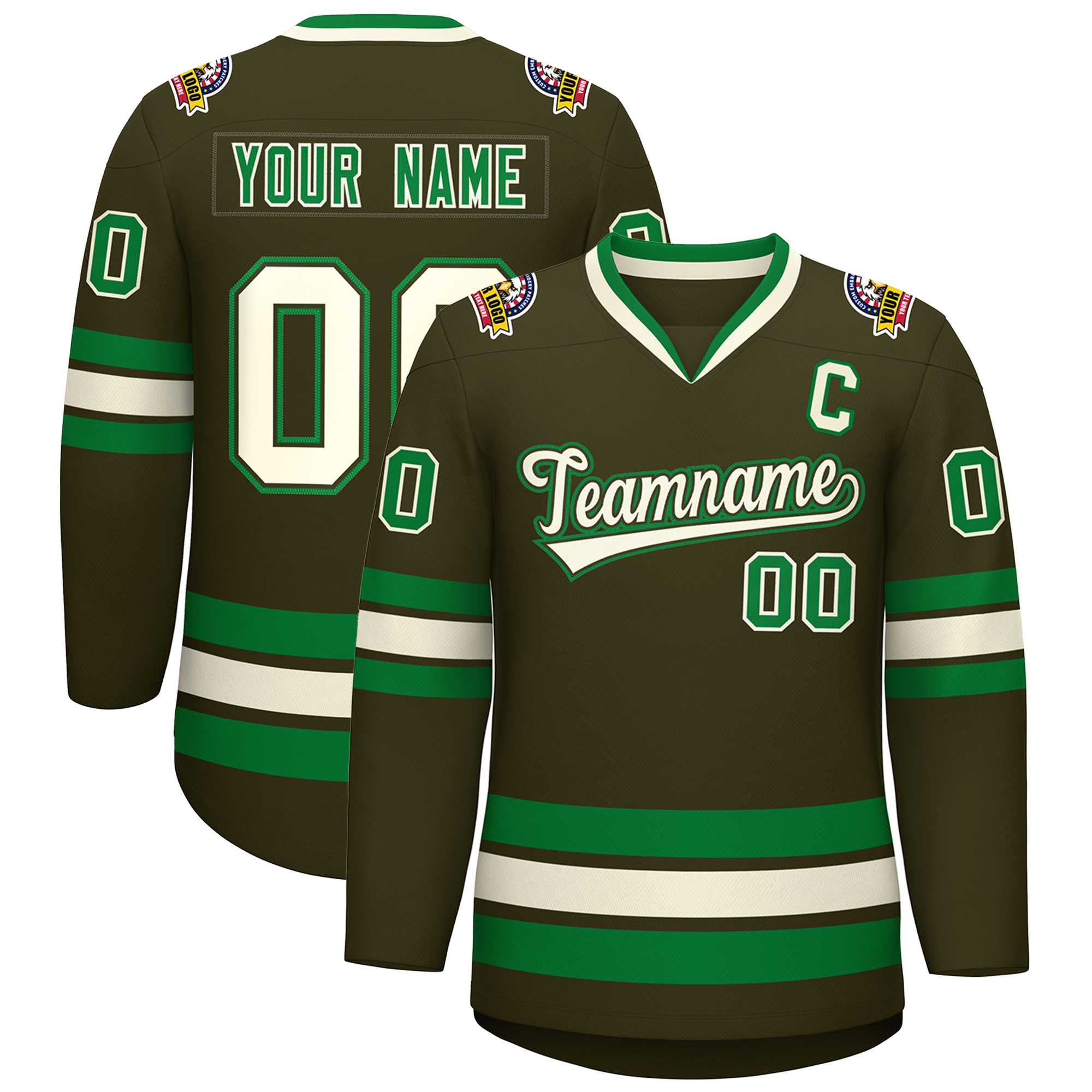 Custom Olive Khaki Olive-Kelly Green Classic Style Hockey Jersey | KXKSHOP