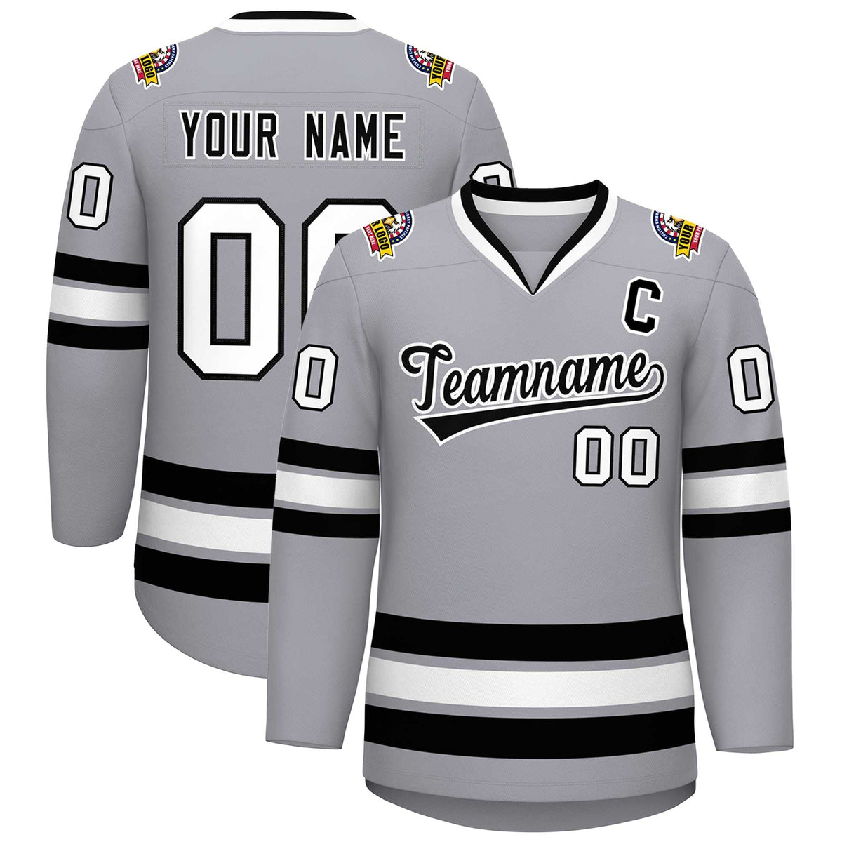 Custom Gray Black-White Classic Style Hockey Jersey | KXKSHOP