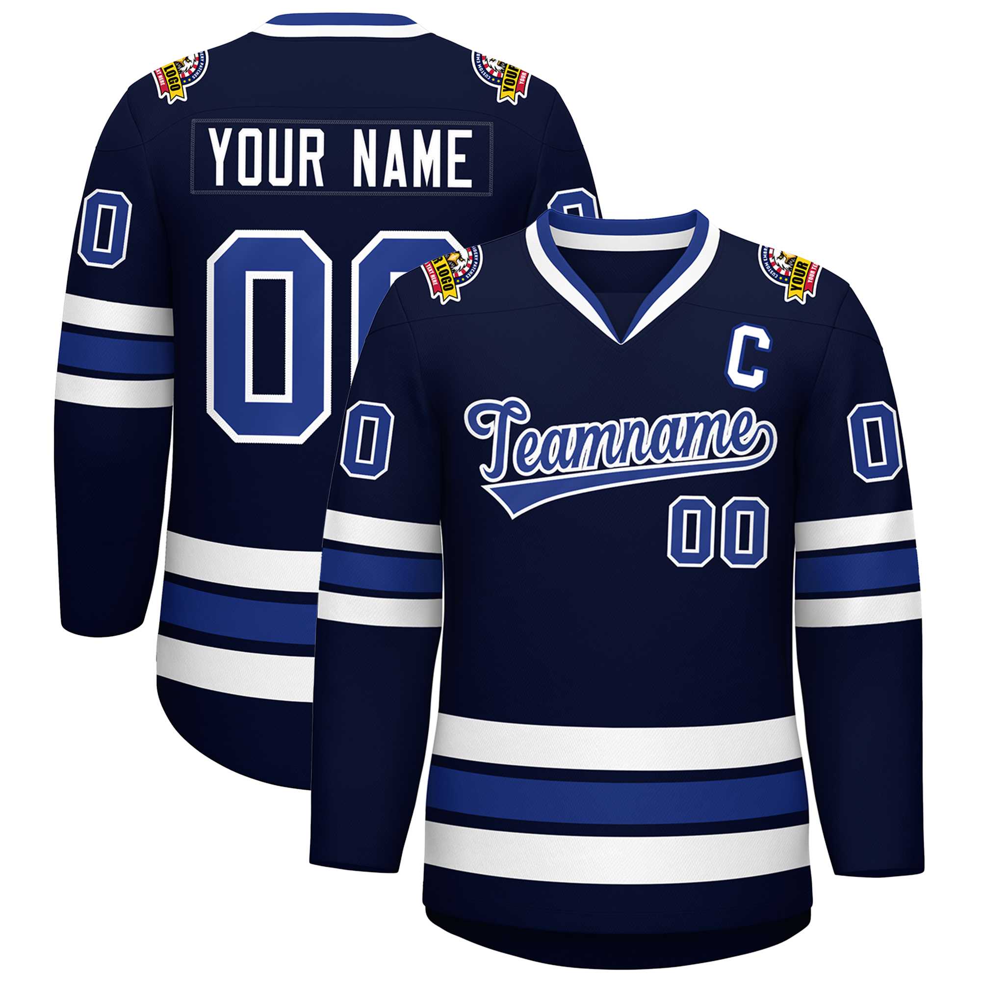 Custom Navy Royal-White Classic Style Hockey Jersey | KXKSHOP