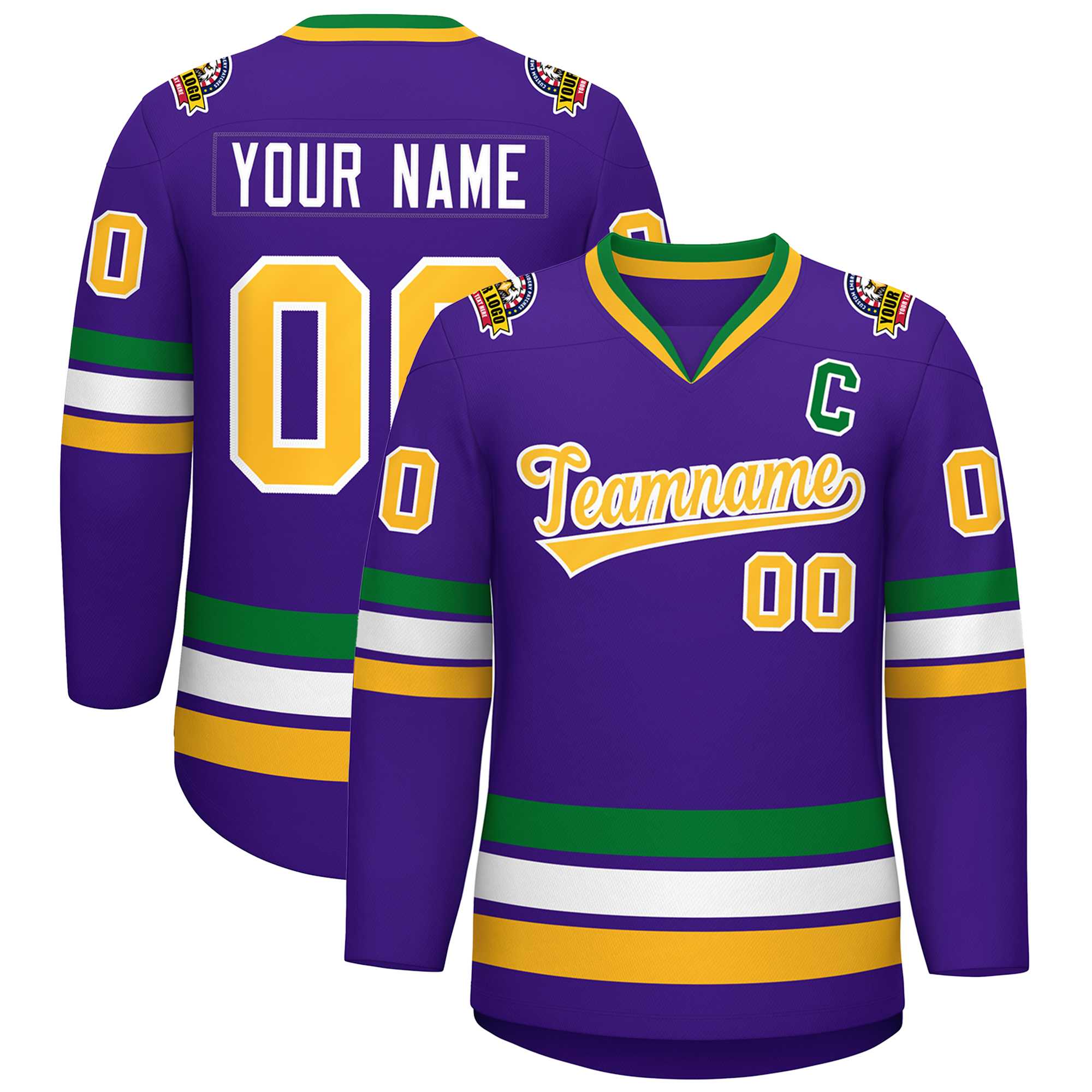 Custom Purple Gold-White Classic Style Hockey Jersey | KXKSHOP