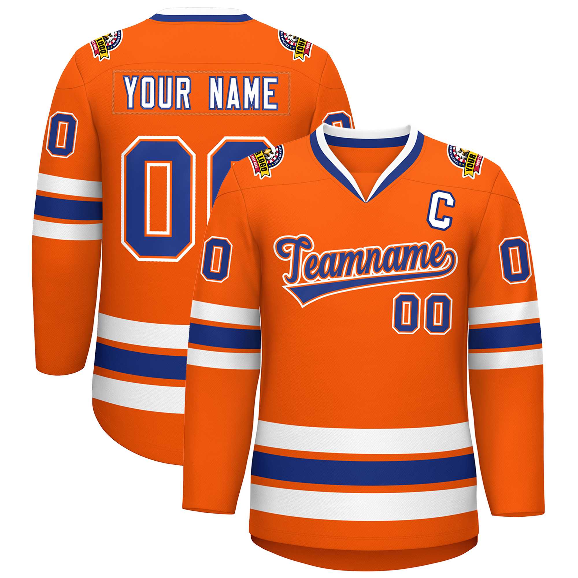 Custom Orange Royal Orange-White Classic Style Hockey Jersey | KXKSHOP