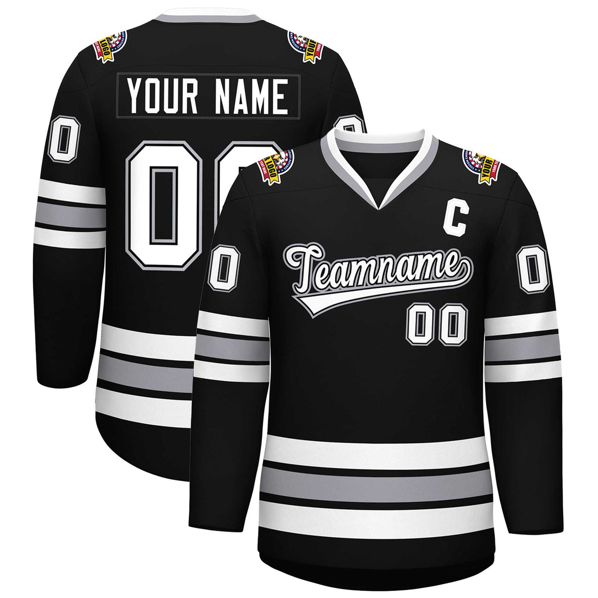 Custom Black White Black-Gray Classic Style Hockey Jersey | KXKSHOP