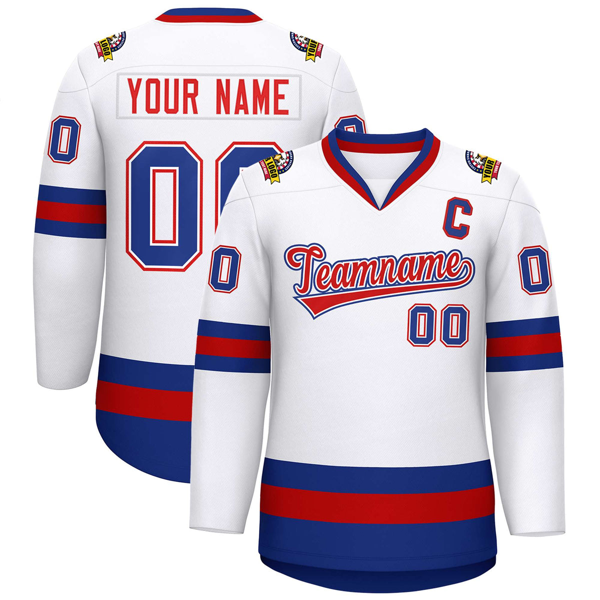 Custom White Red White-Royal Classic Style Hockey Jersey | KXKSHOP