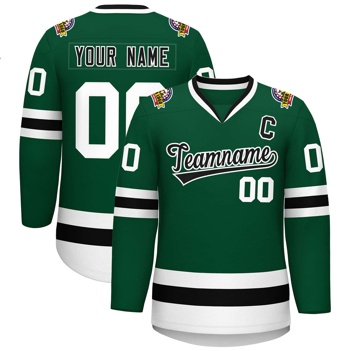 Custom Green Black-White Classic Style Hockey Jersey | KXKSHOP
