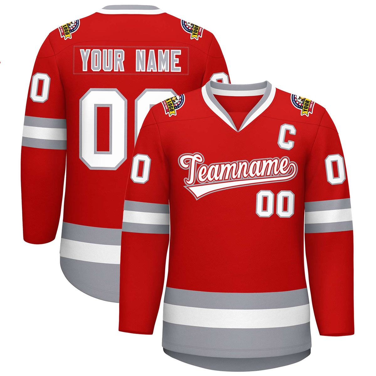 Custom Red White-Gray Classic Style Hockey Jersey | KXKSHOP