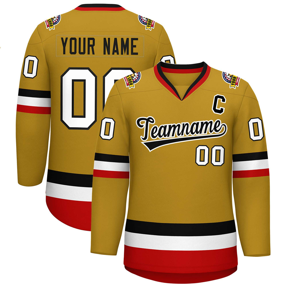 Custom Old Gold Black-White Classic Style Hockey Jersey | KXKSHOP