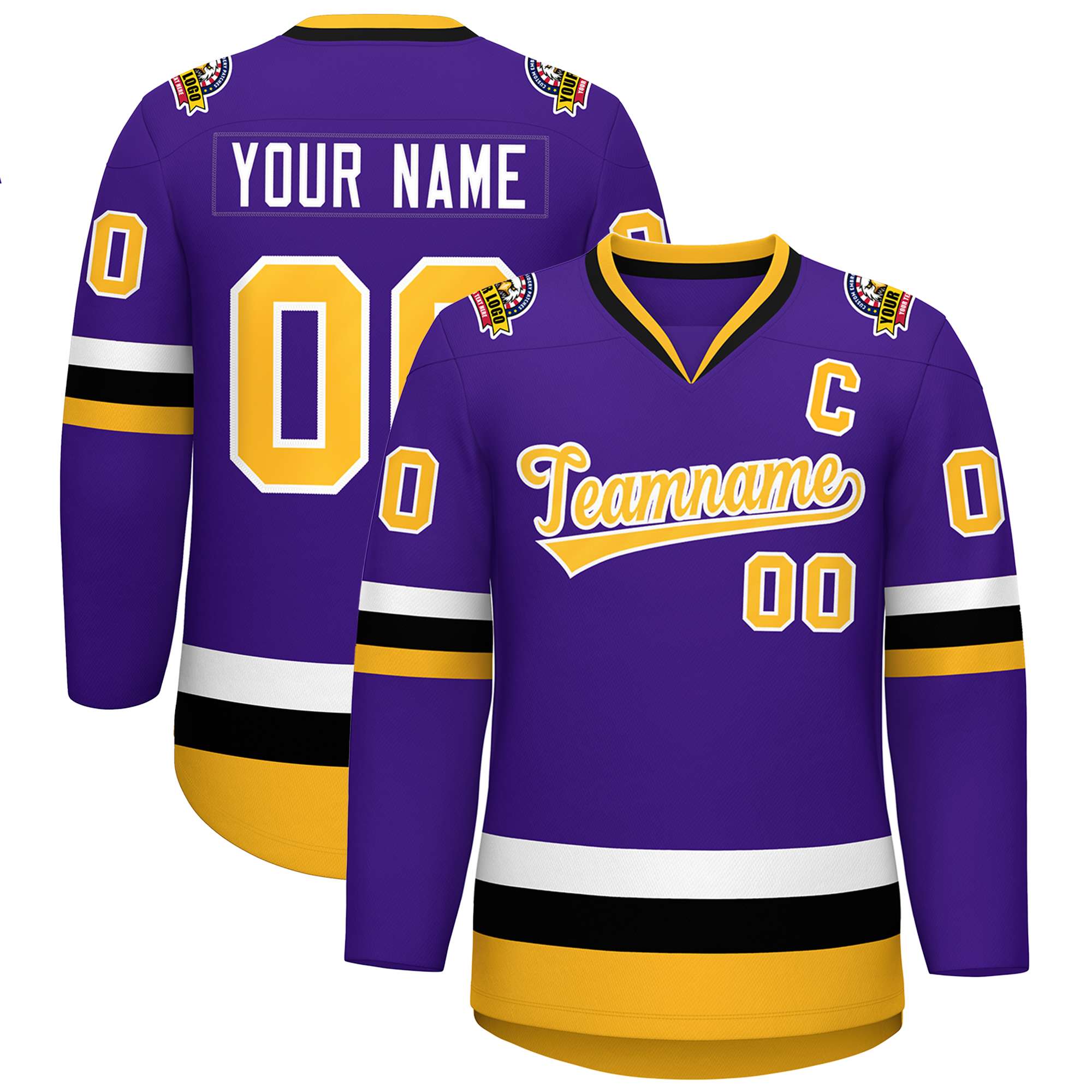 Custom Purple Gold-White Classic Style Hockey Jersey | KXKSHOP