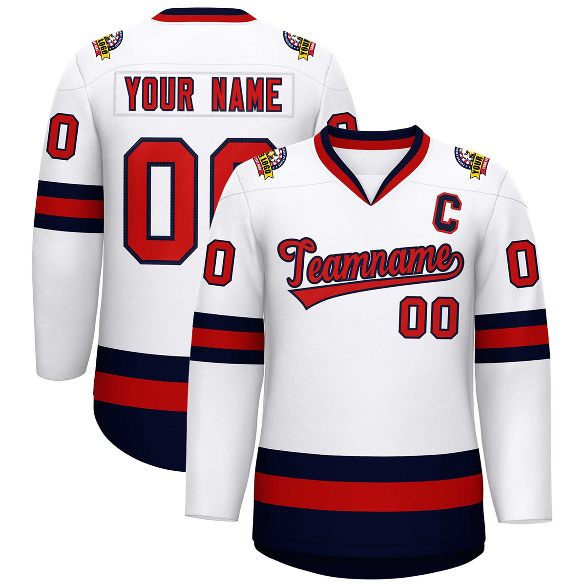 Custom White Red-Navy Classic Style Hockey Jersey | KXKSHOP