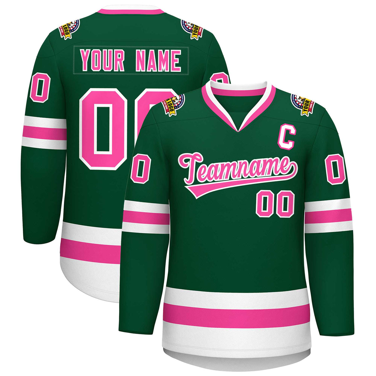 Custom Green Pink-White Classic Style Hockey Jersey | KXKSHOP