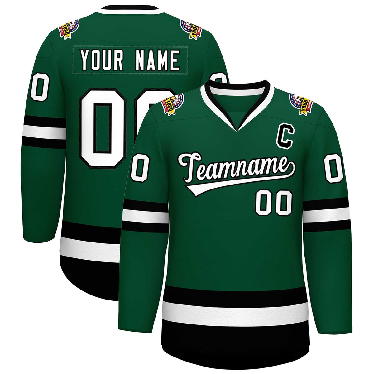 Custom Green White-Black Classic Style Hockey Jersey | KXKSHOP