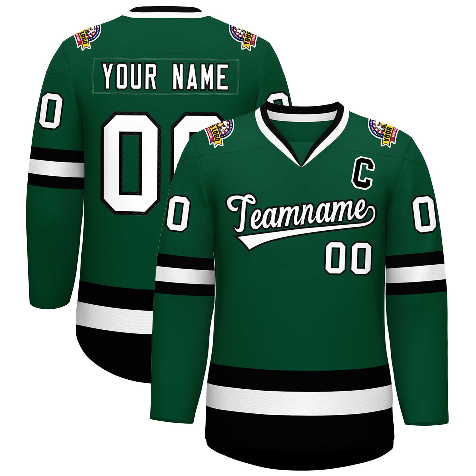 Custom Green White-Black Classic Style Hockey Jersey | KXKSHOP