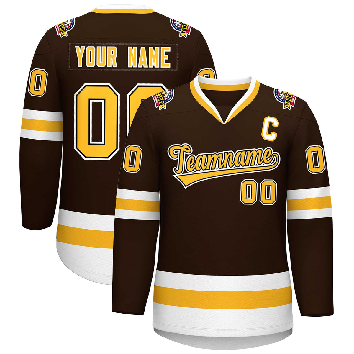 Custom Brown Gold Black-White Classic Style Hockey Jersey | KXKSHOP