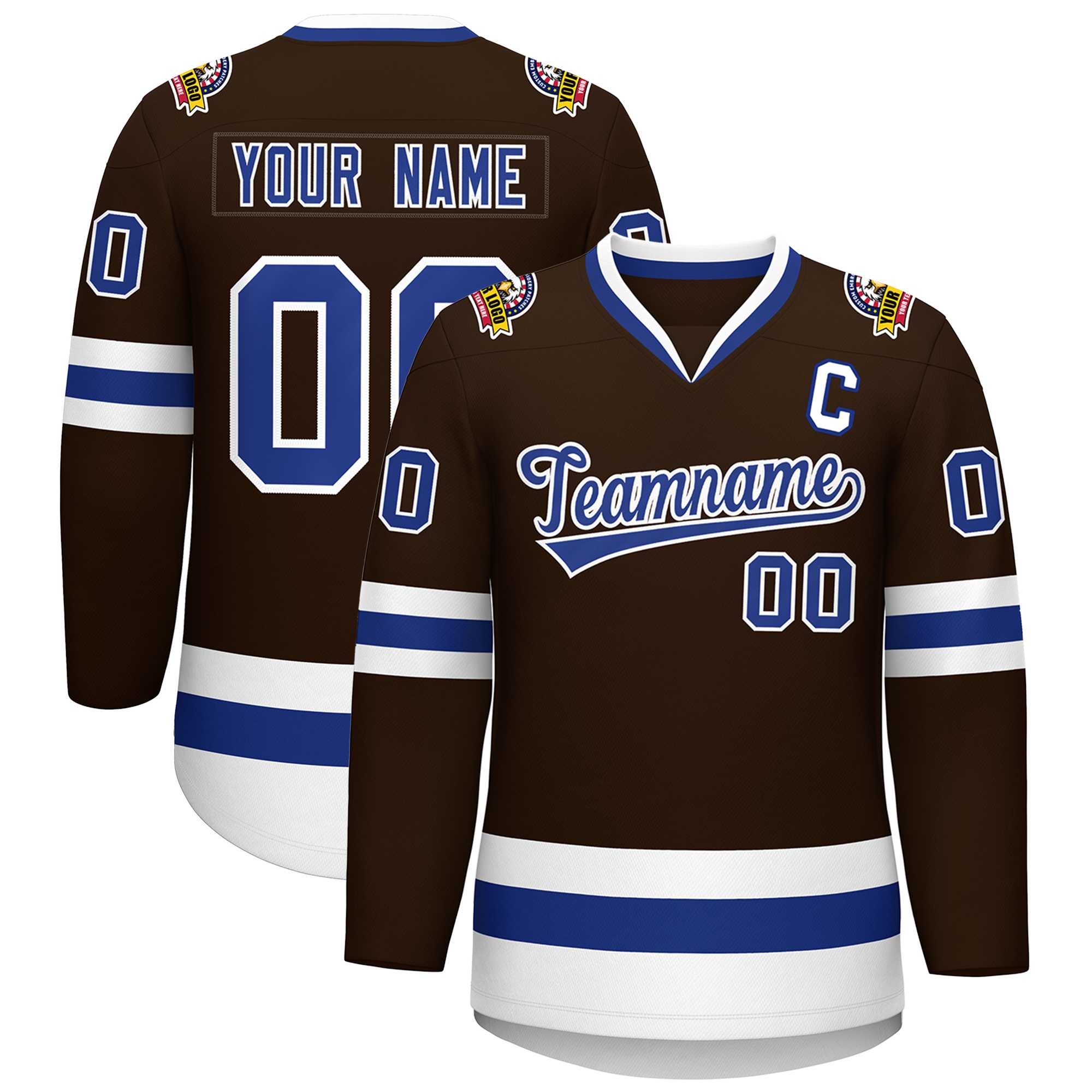 Custom Brown Royal-White Classic Style Hockey Jersey | KXKSHOP