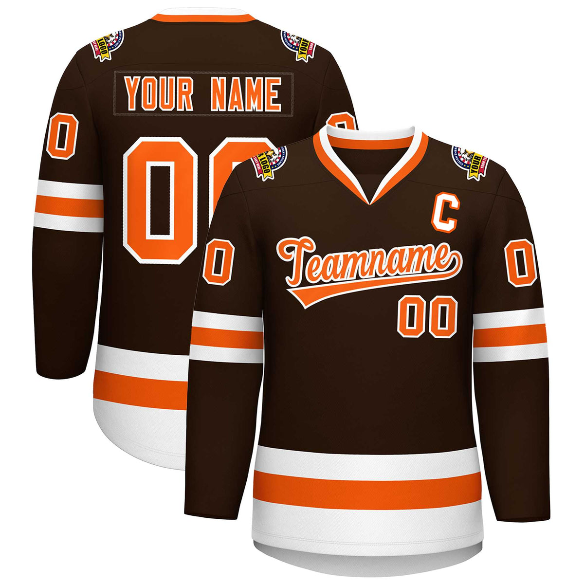 Custom Brown Orange-White Classic Style Hockey Jersey | KXKSHOP