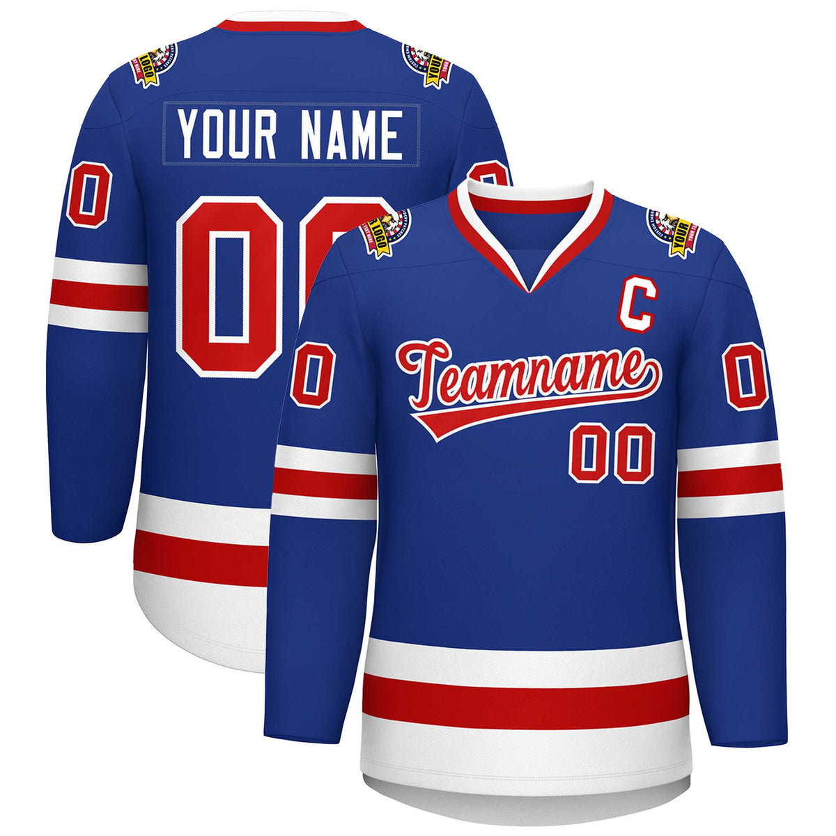 Custom Royal Red-White Classic Style Hockey Jersey | KXKSHOP