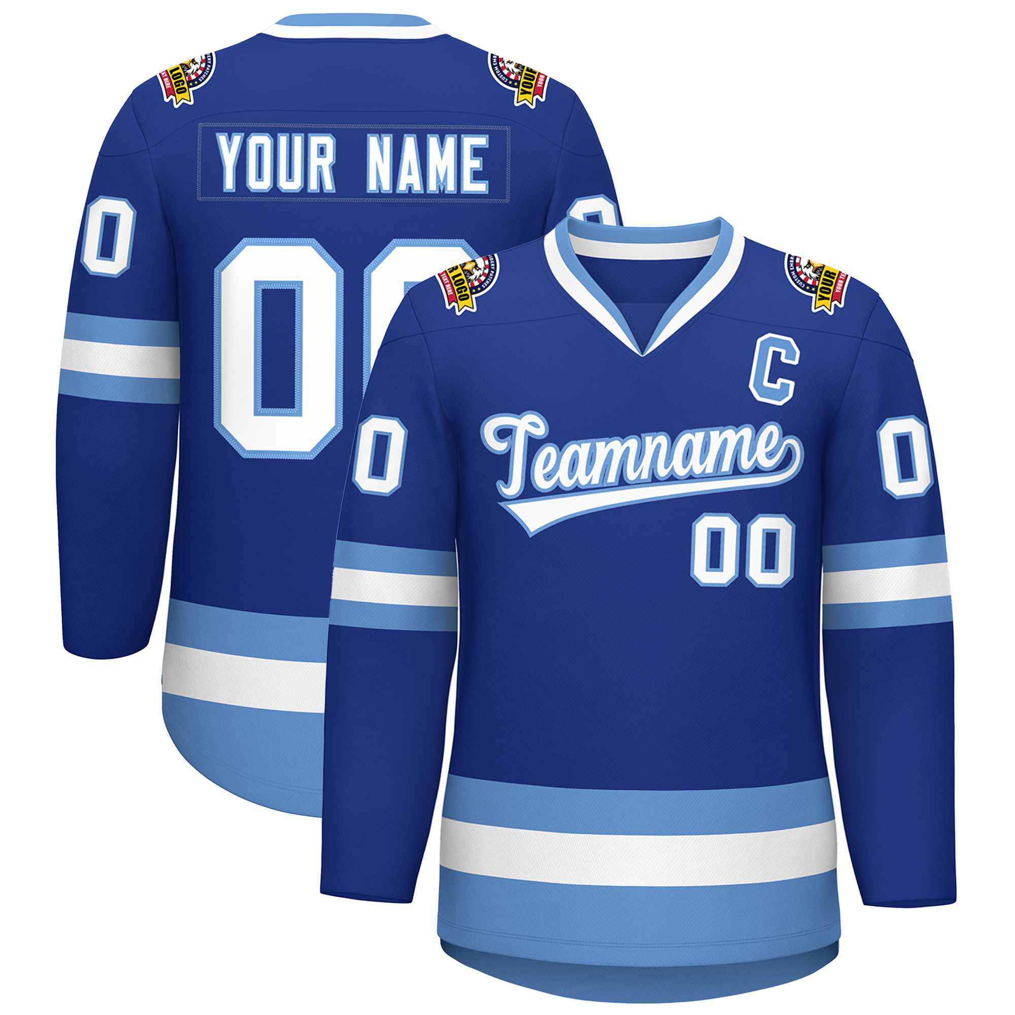 Custom Royal White-Light Blue Classic Style Hockey Jersey | KXKSHOP