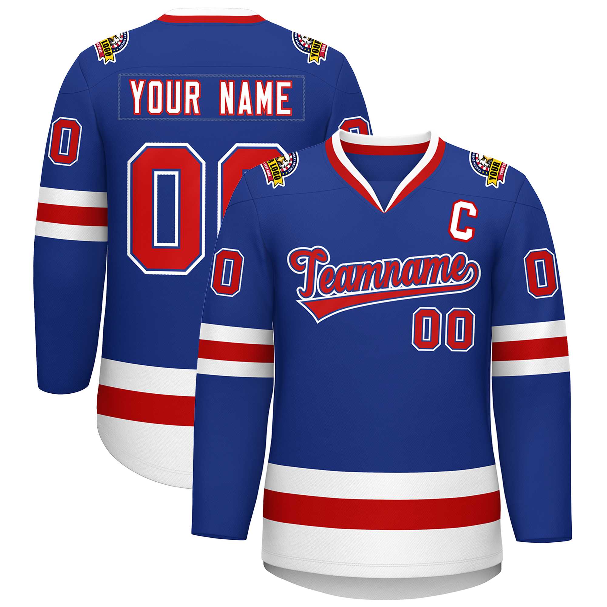 Custom Royal Red Royal-White Classic Style Hockey Jersey | KXKSHOP