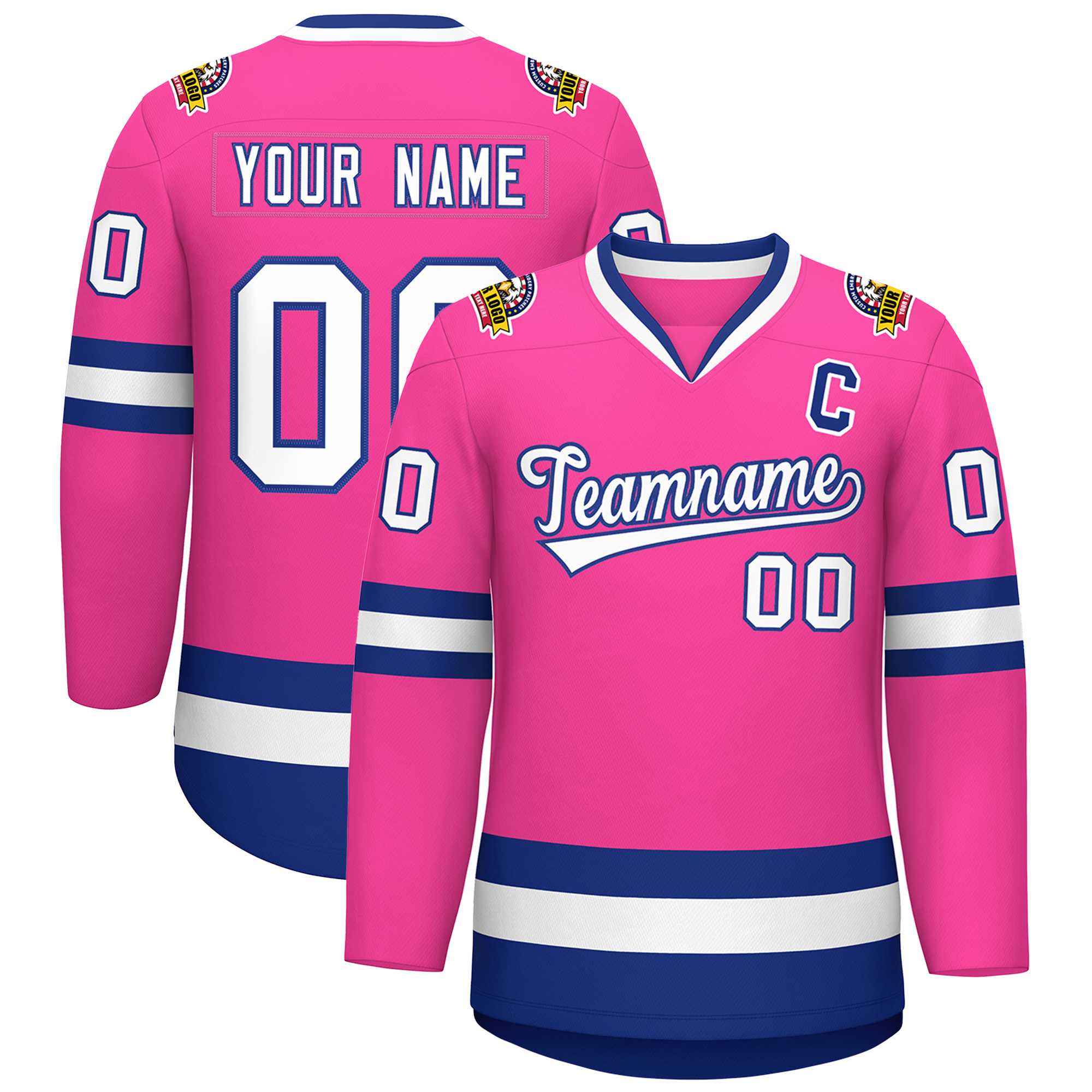 Custom Pink White-Royal Classic Style Hockey Jersey | KXKSHOP