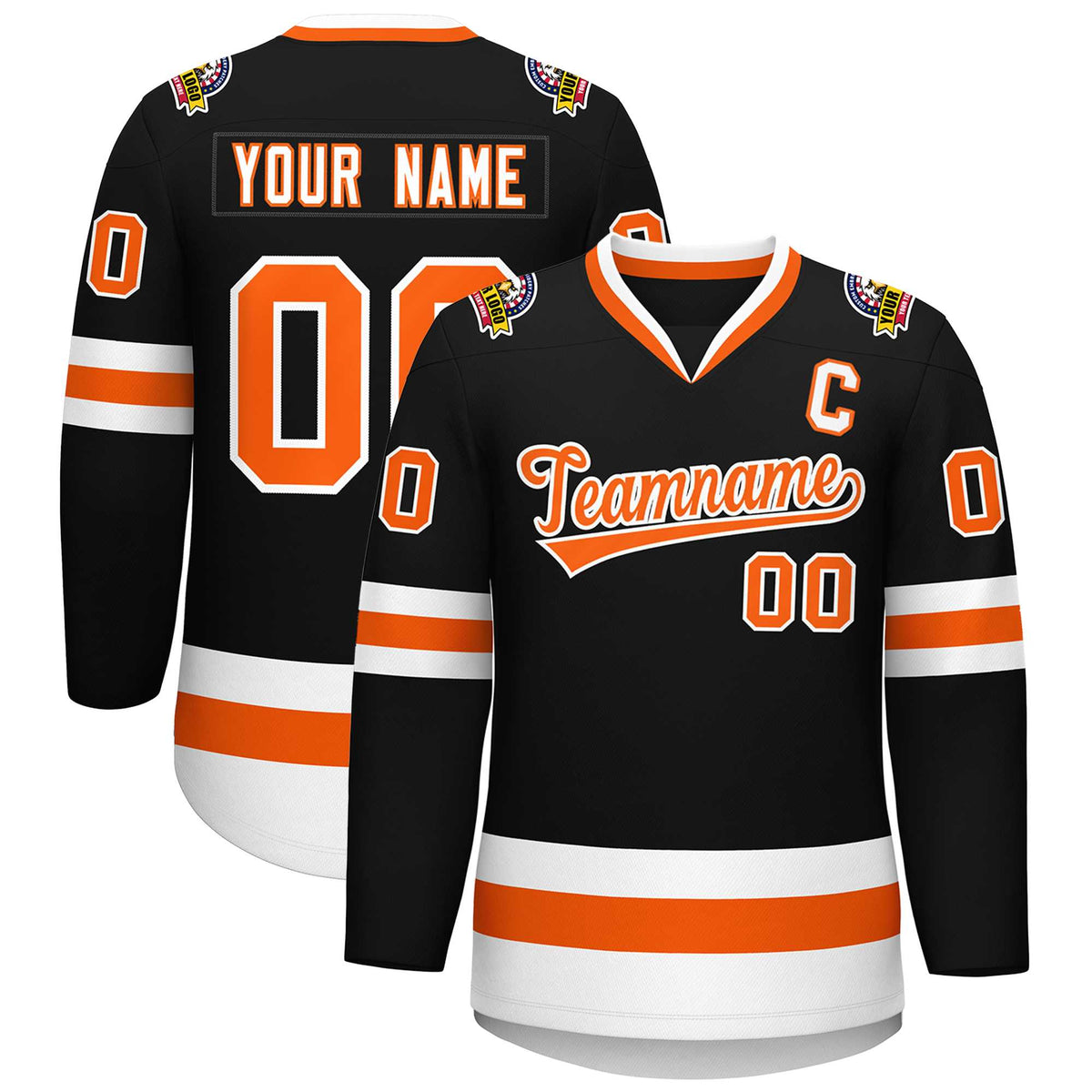Custom Black Orange-White Classic Style Hockey Jersey | KXKSHOP